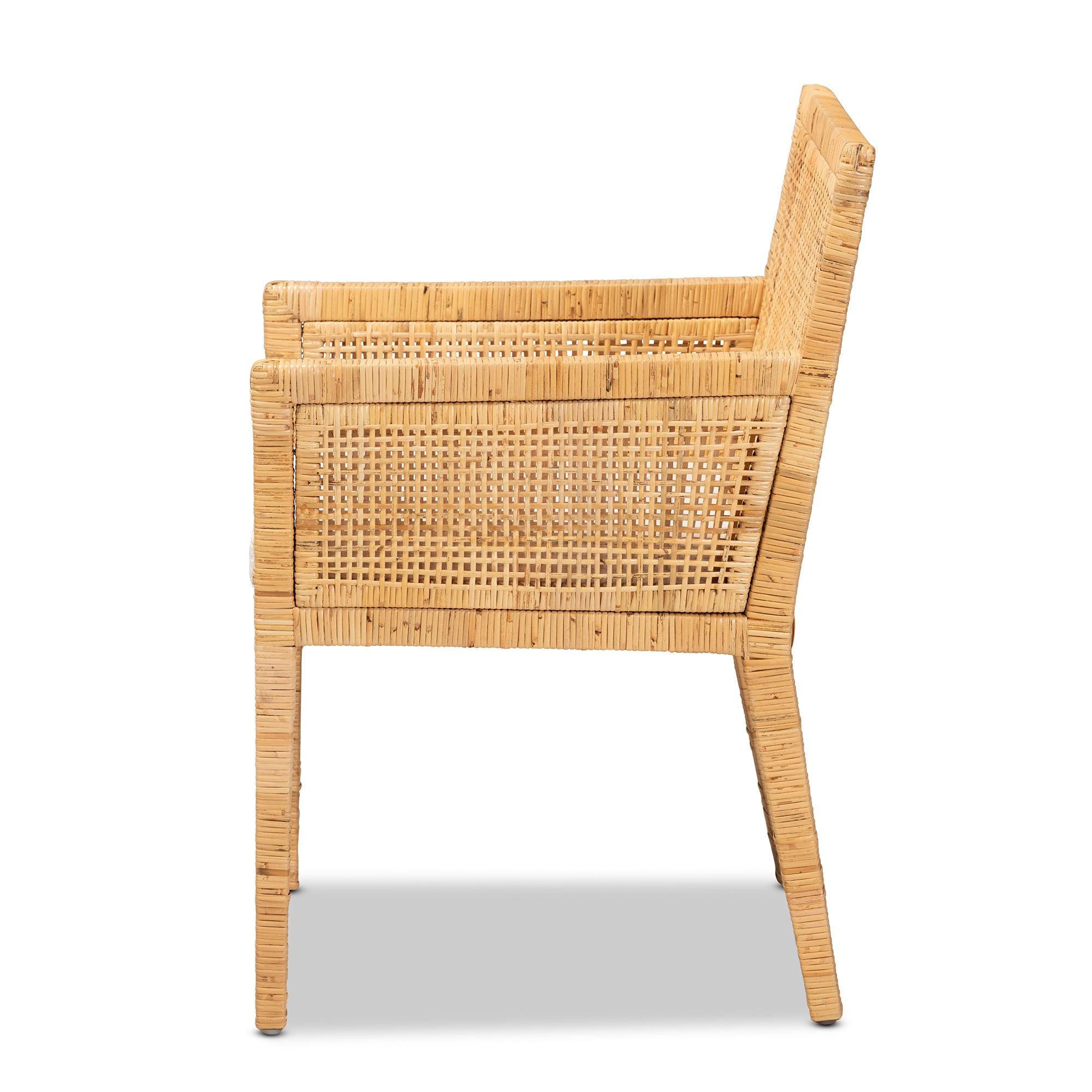 bali & pari Karis Modern and Contemporary Finished Wood and Rattan Dining Chair