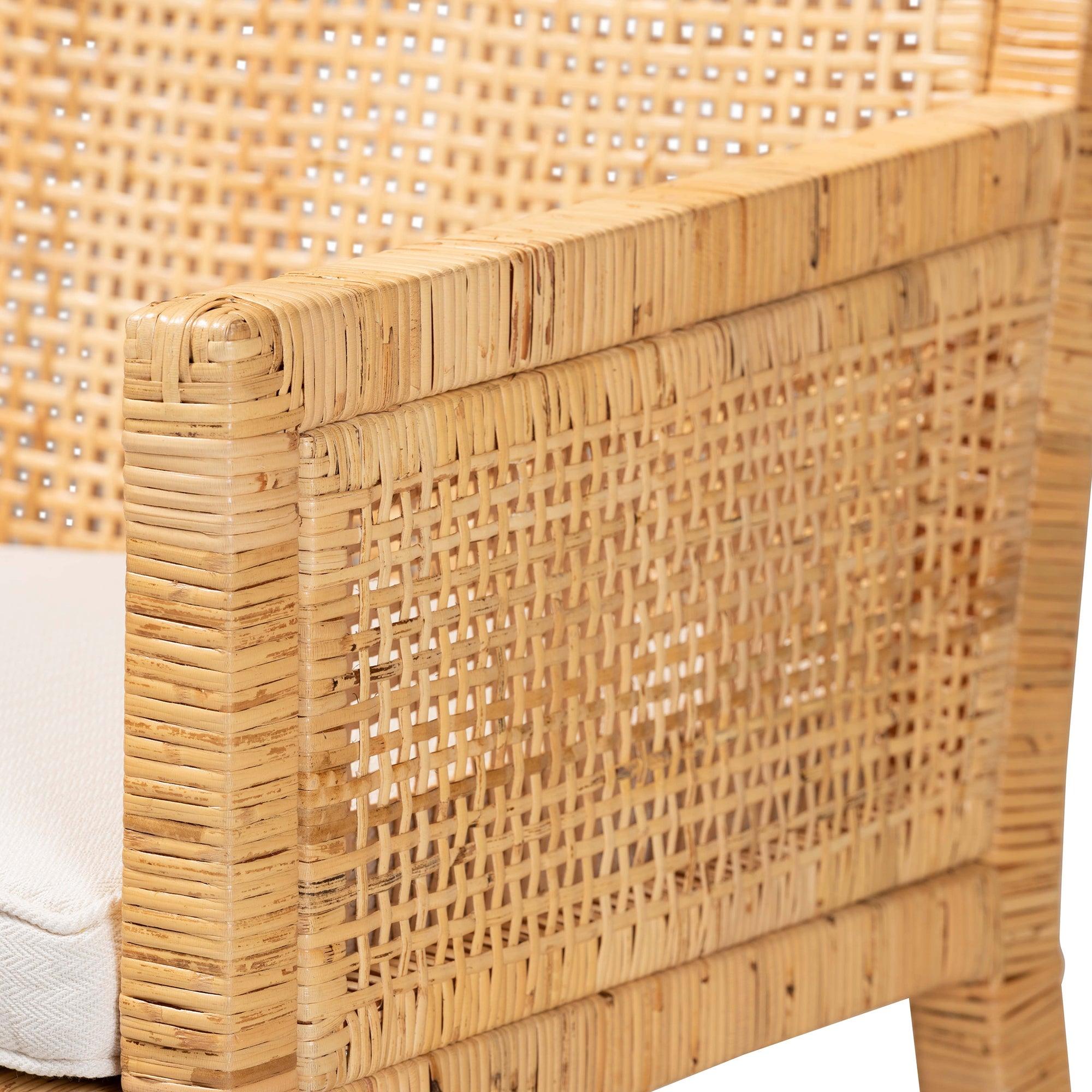 bali & pari Karis Modern and Contemporary Finished Wood and Rattan Dining Chair