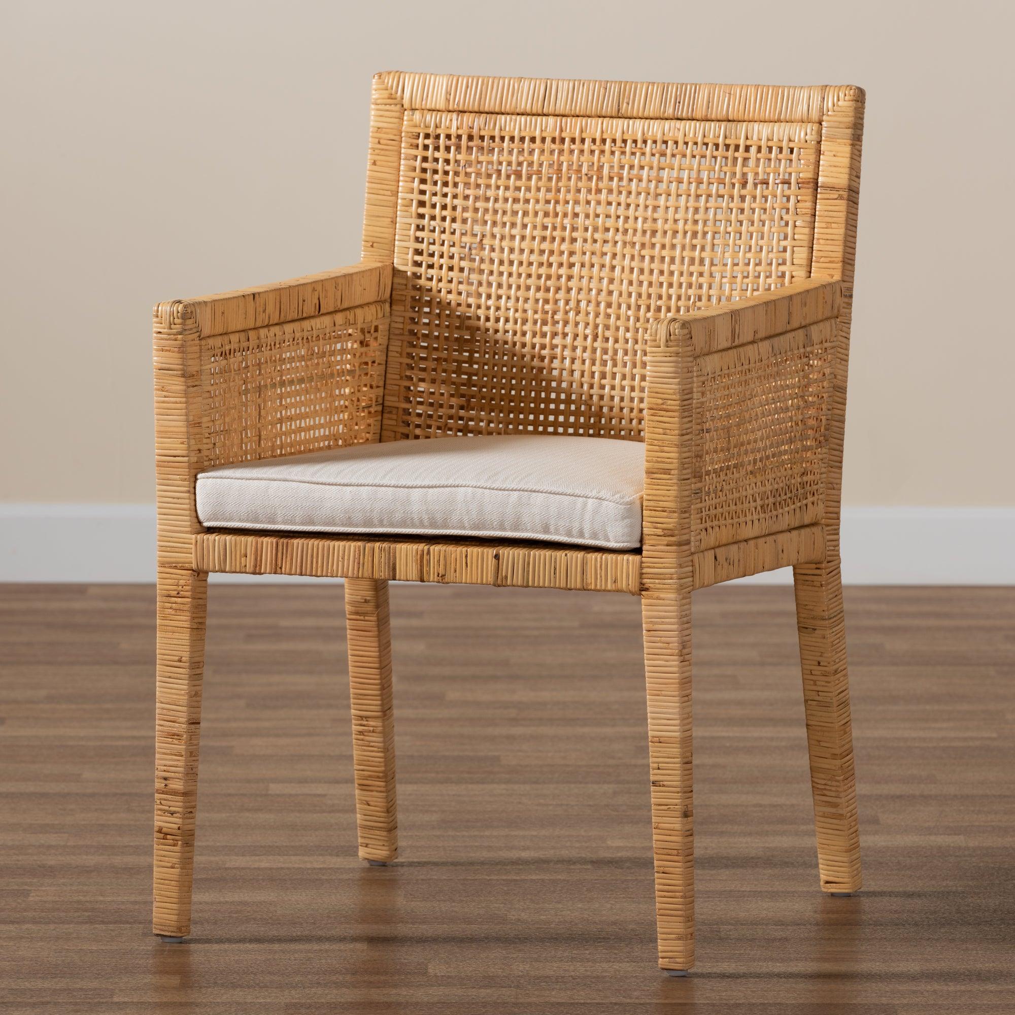 bali & pari Karis Modern and Contemporary Finished Wood and Rattan Dining Chair