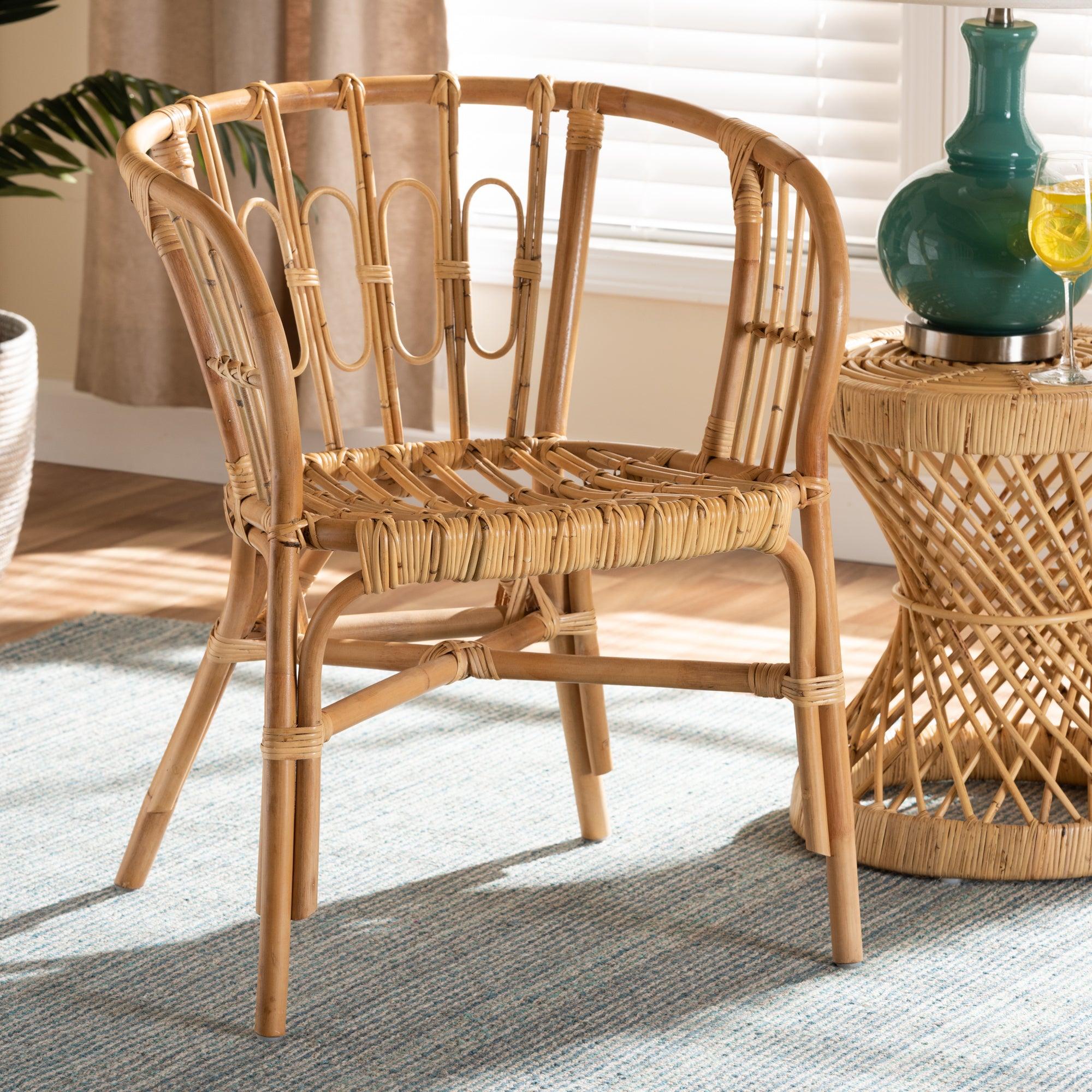 bali & pari Luxio Modern and Contemporary Finished Rattan Dining Chair