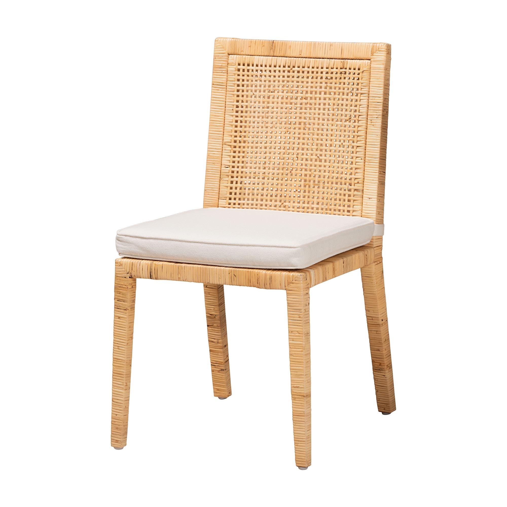 bali & pari Sofia Modern and Contemporary Finished Wood and Rattan Dining Chair