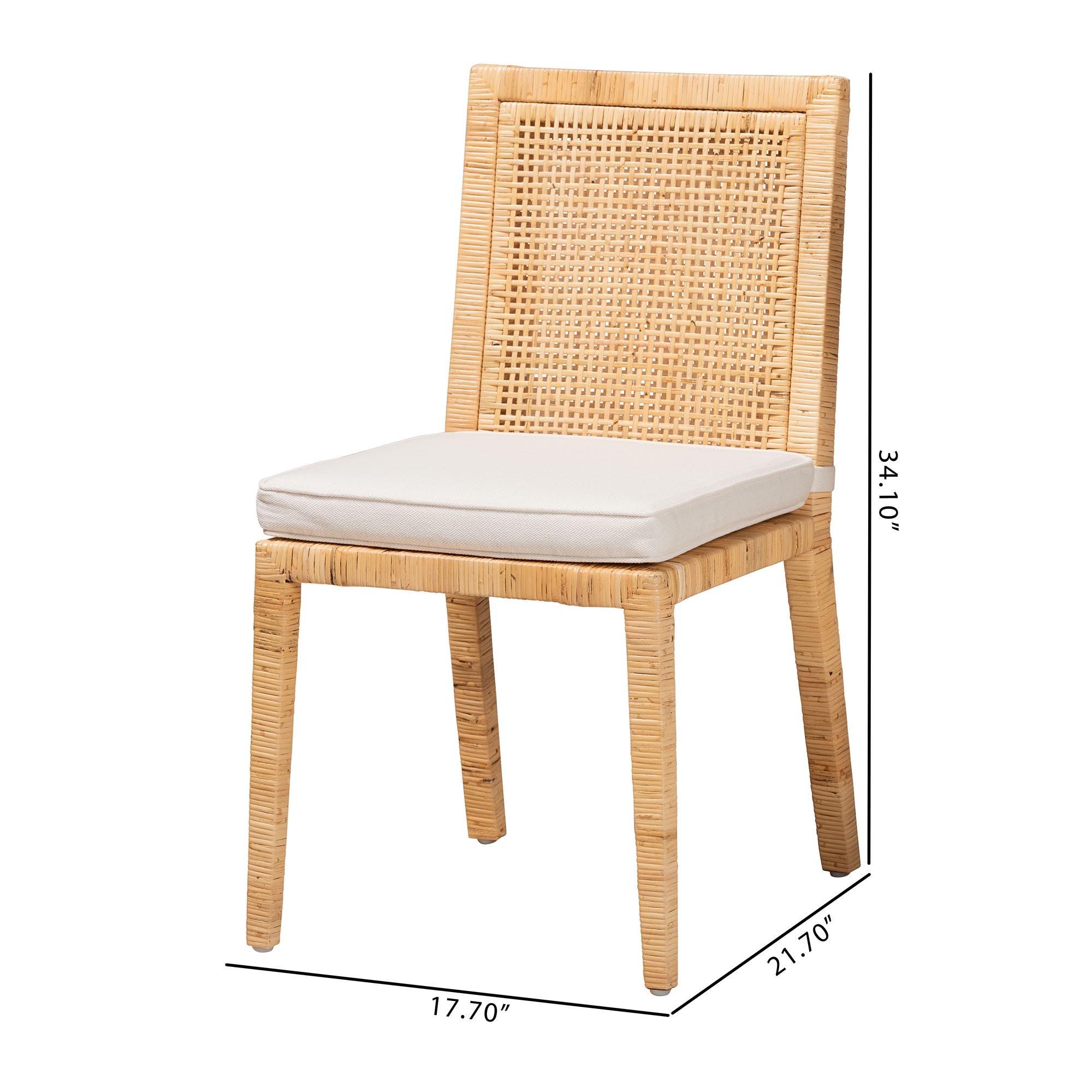 bali & pari Sofia Modern and Contemporary Finished Wood and Rattan Dining Chair