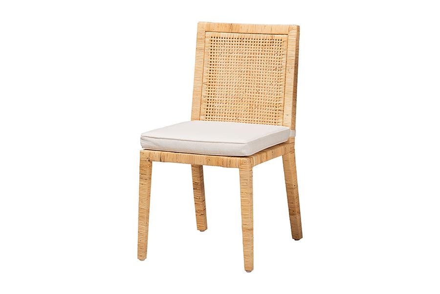 bali & pari Sofia Modern and Contemporary Finished Wood and Rattan Dining Chair