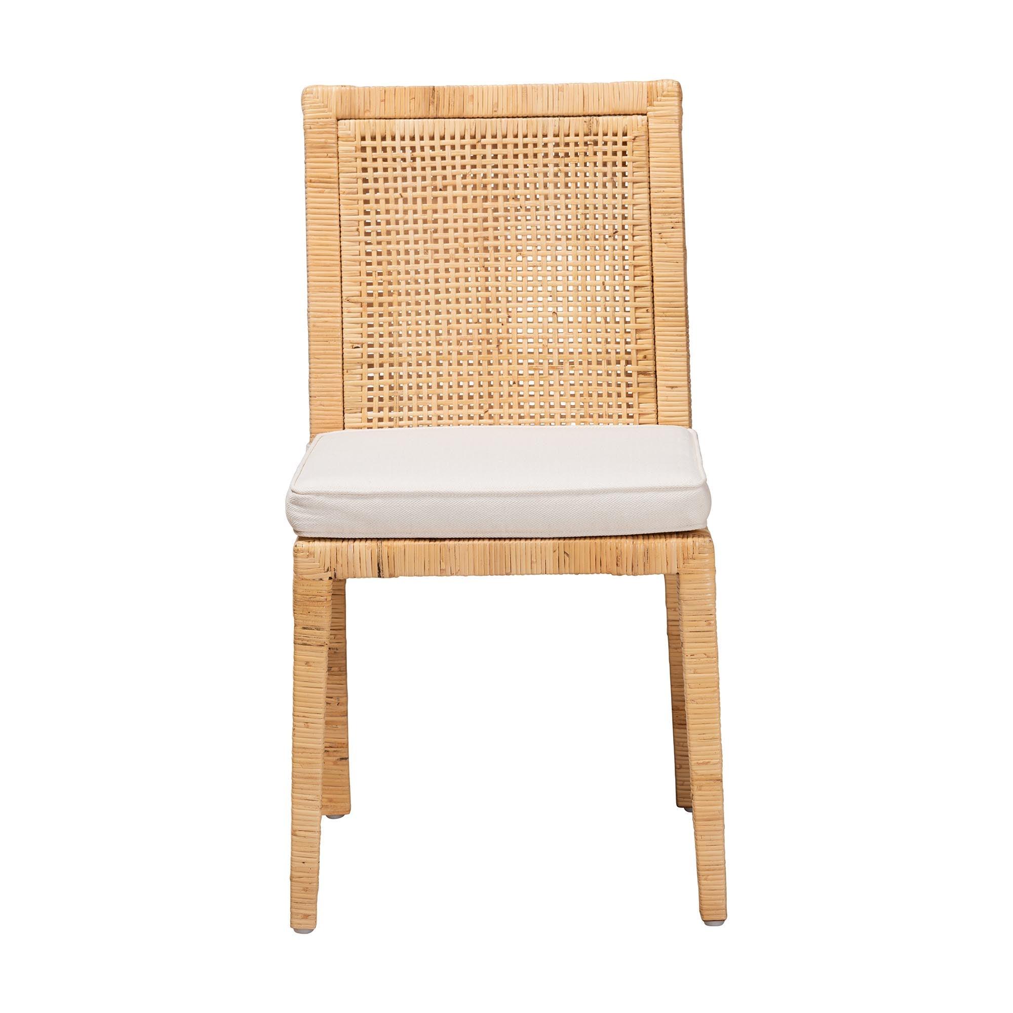 bali & pari Sofia Modern and Contemporary Finished Wood and Rattan Dining Chair