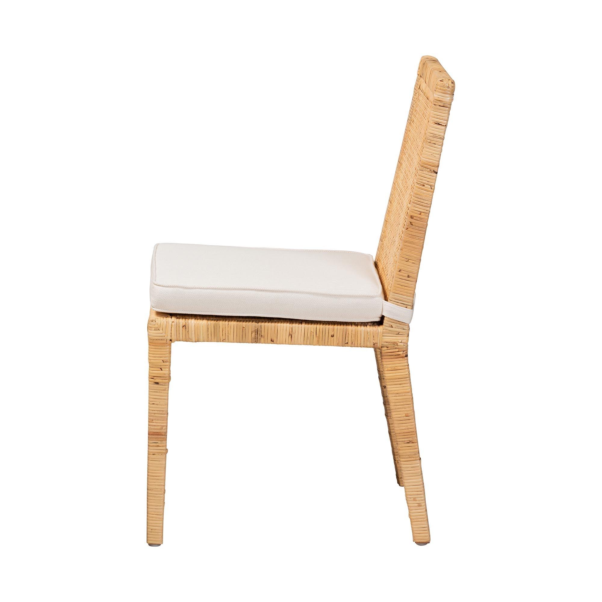 bali & pari Sofia Modern and Contemporary Finished Wood and Rattan Dining Chair