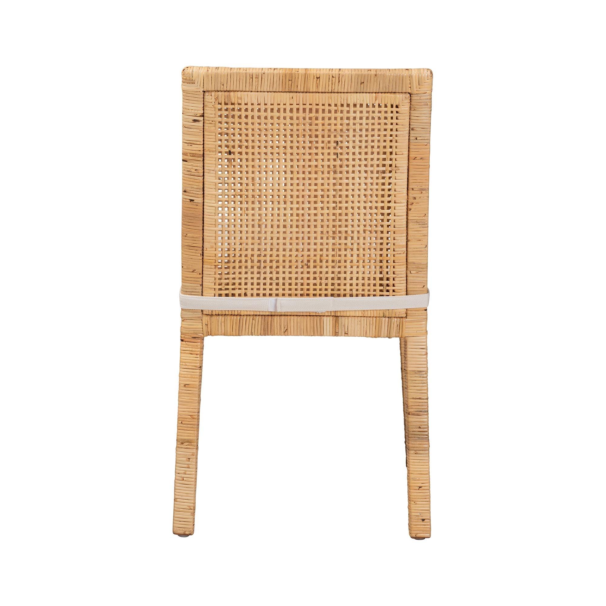 bali & pari Sofia Modern and Contemporary Finished Wood and Rattan Dining Chair