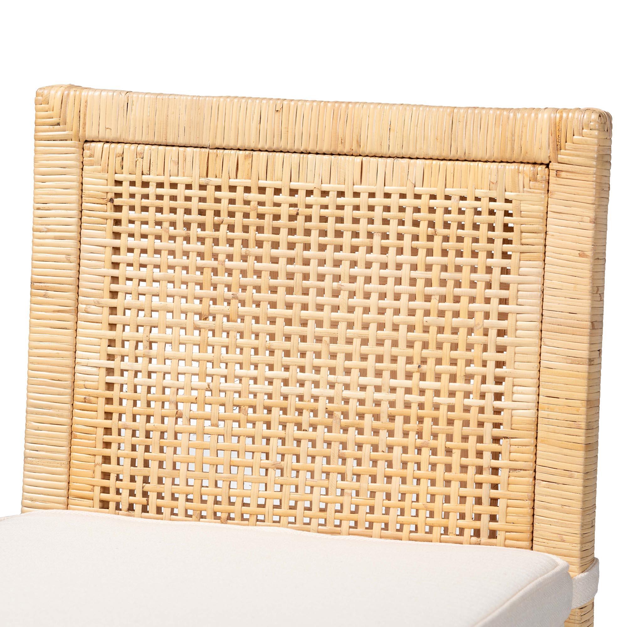 bali & pari Sofia Modern and Contemporary Finished Wood and Rattan Counter Stool