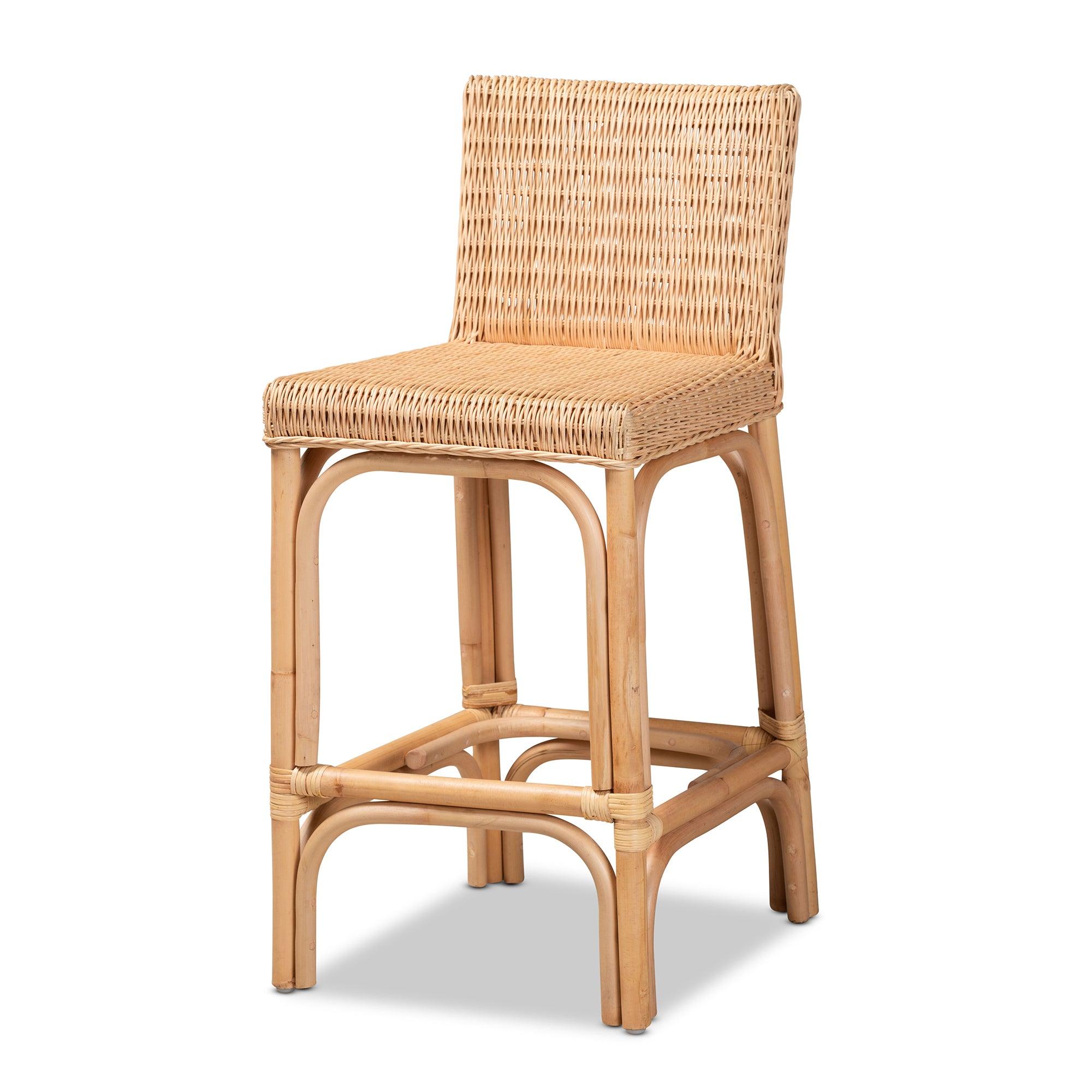 bali & pari Athena Modern and Contemporary Finished Rattan Counter Stool