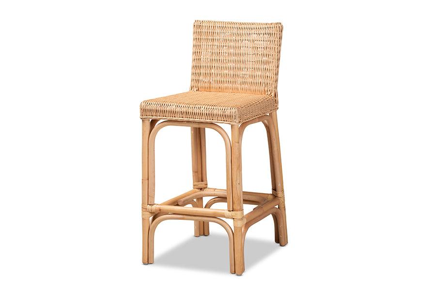 bali & pari Athena Modern and Contemporary Finished Rattan Counter Stool