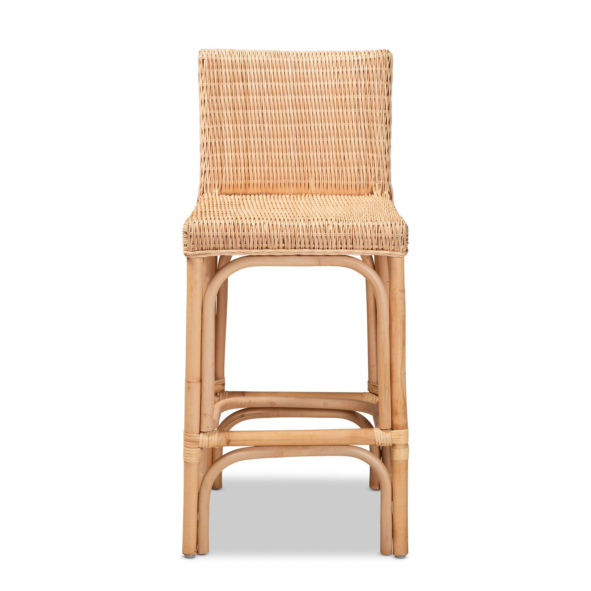 bali & pari Athena Modern and Contemporary Finished Rattan Counter Stool