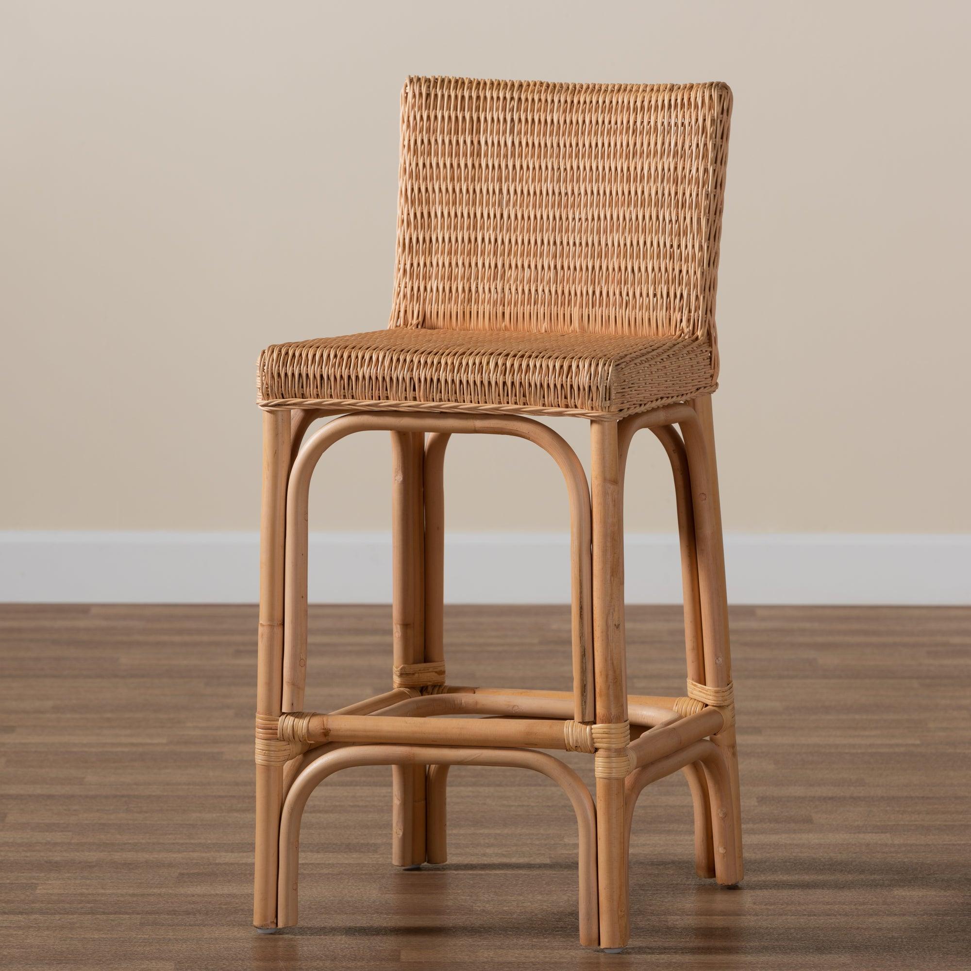 bali & pari Athena Modern and Contemporary Finished Rattan Counter Stool