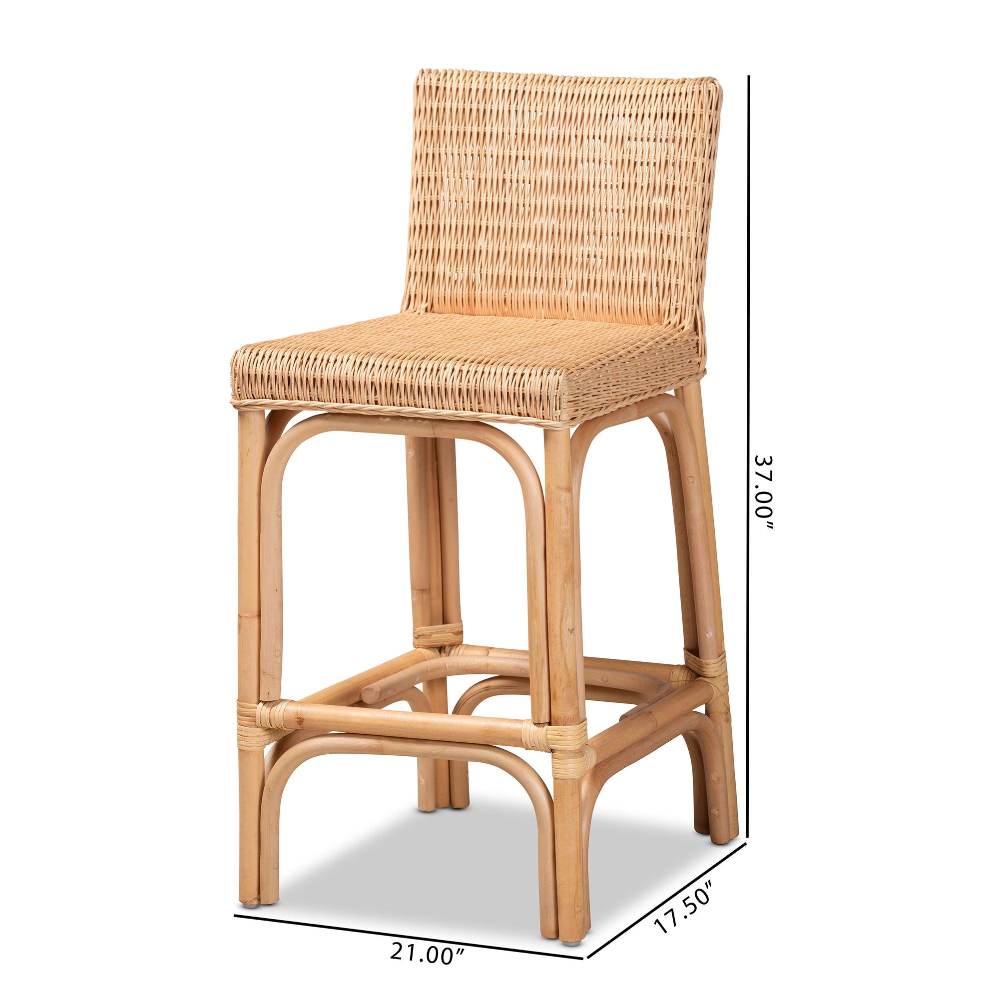 bali & pari Athena Modern and Contemporary Finished Rattan Counter Stool