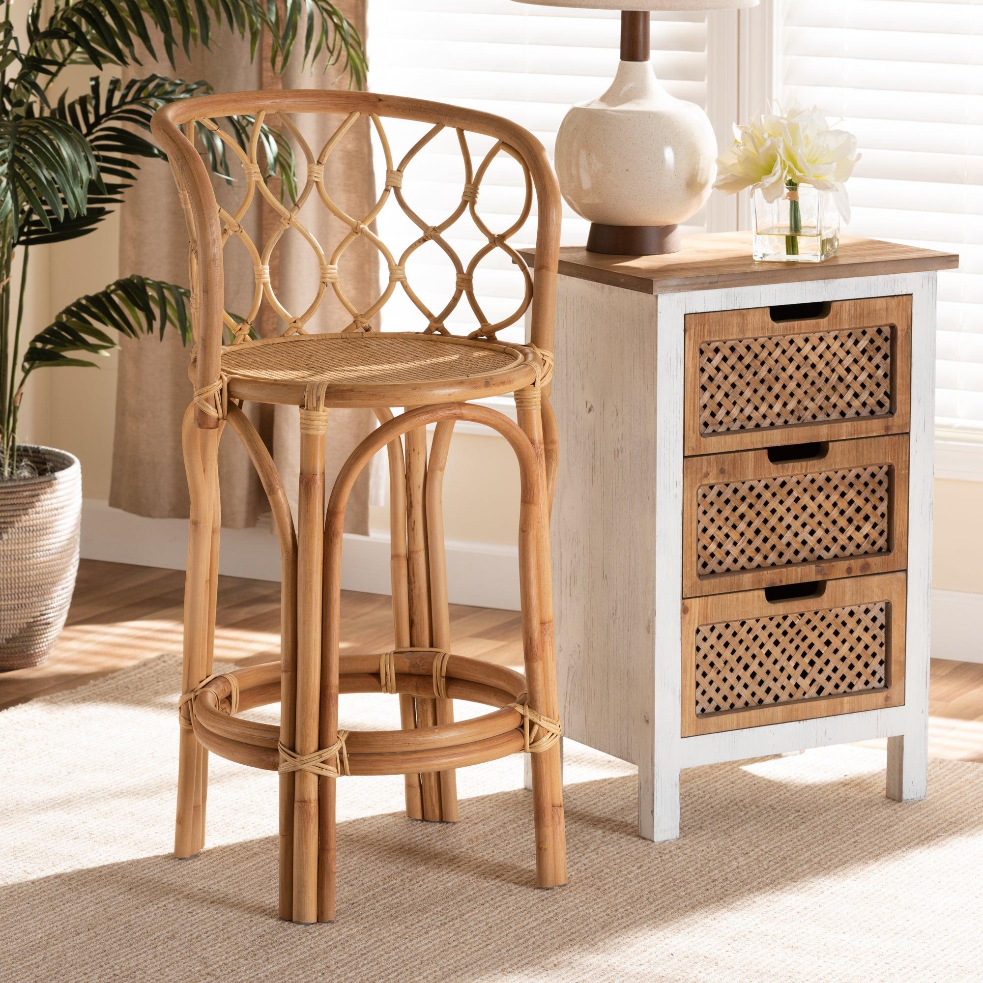 bali & pari Diana Modern and Contemporary Finished Rattan Counter Stool