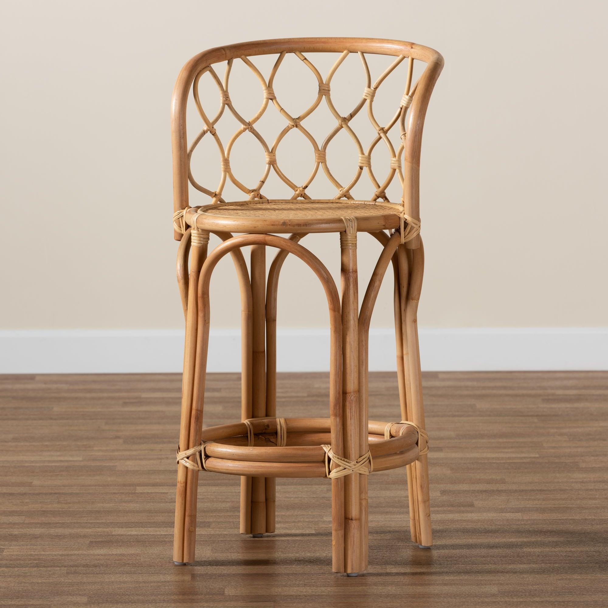 bali & pari Diana Modern and Contemporary Finished Rattan Counter Stool