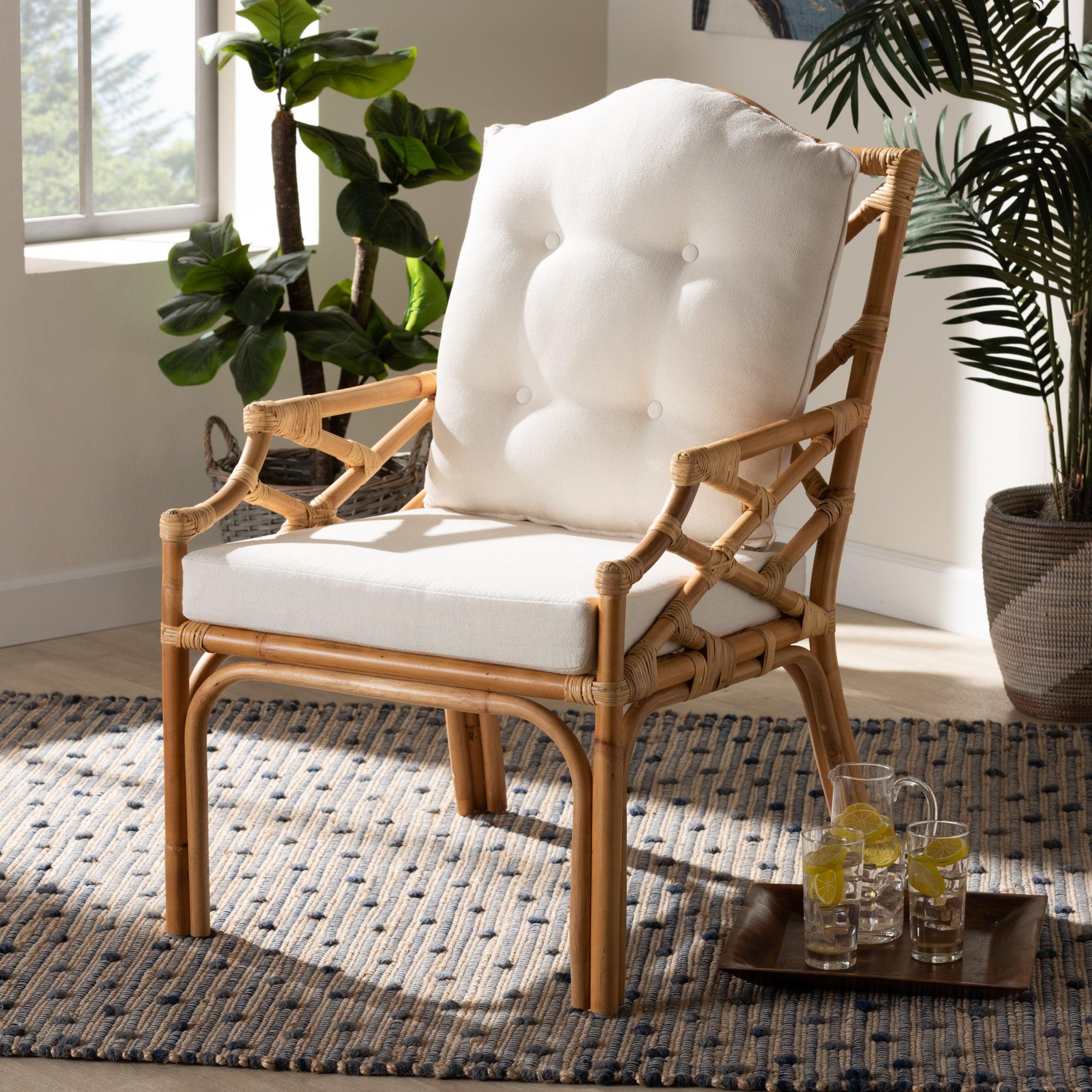 bali & pari Sonia Modern and Contemporary Finished Rattan Armchair