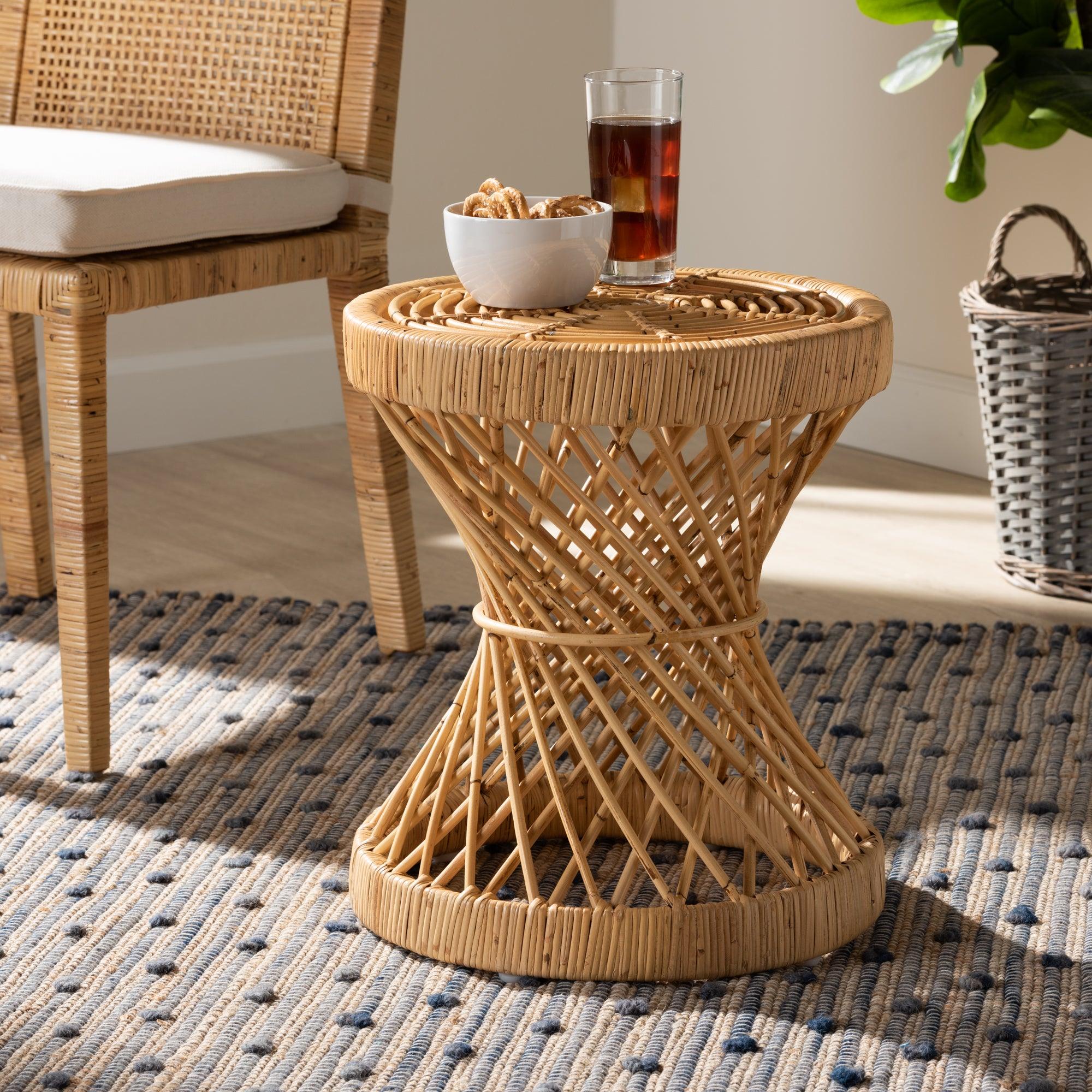 bali & pari Seville Modern and Contemporary Finished Rattan End Table