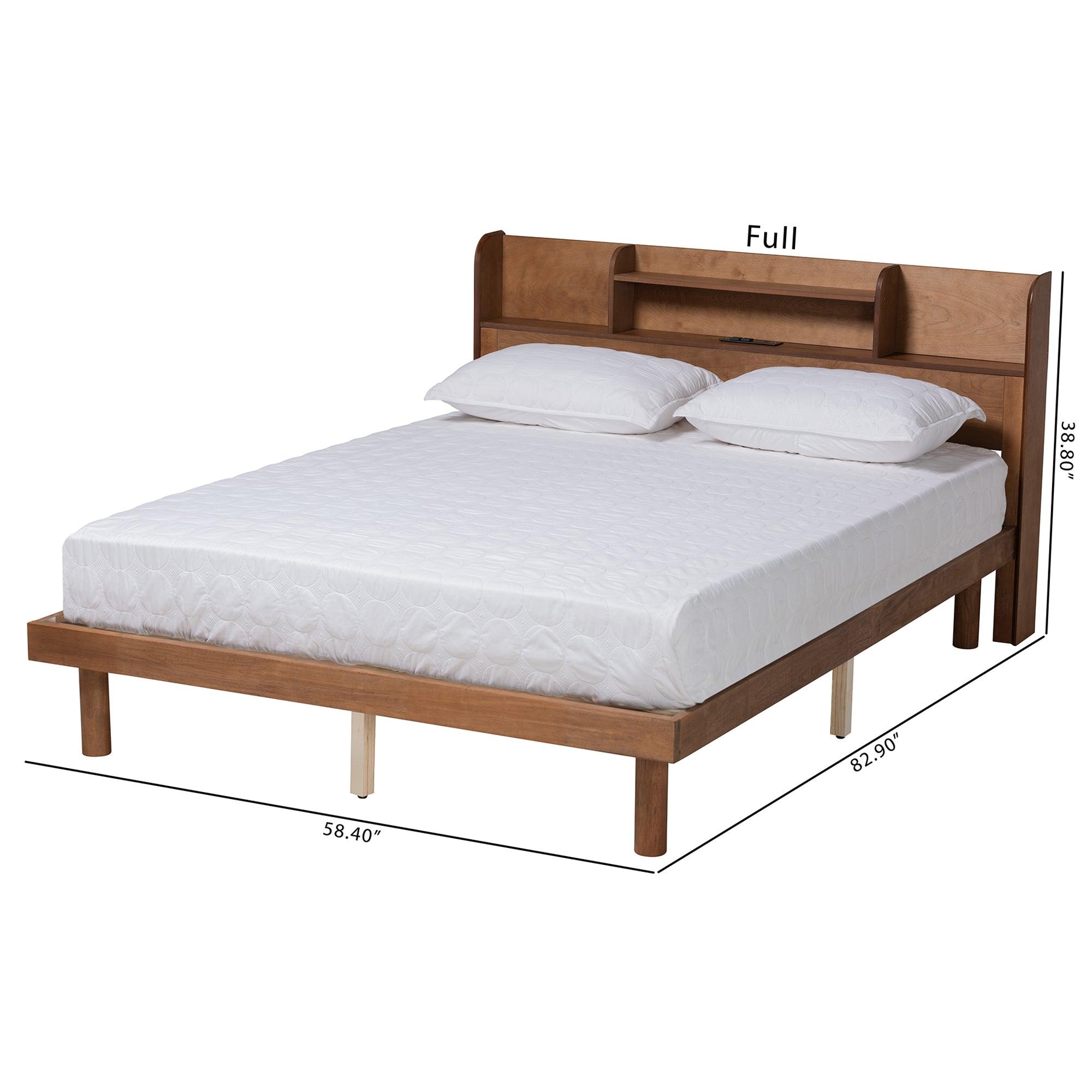 Harper Mid-Century Modern Transitional Finished Wood Platform Bed with Charging Station