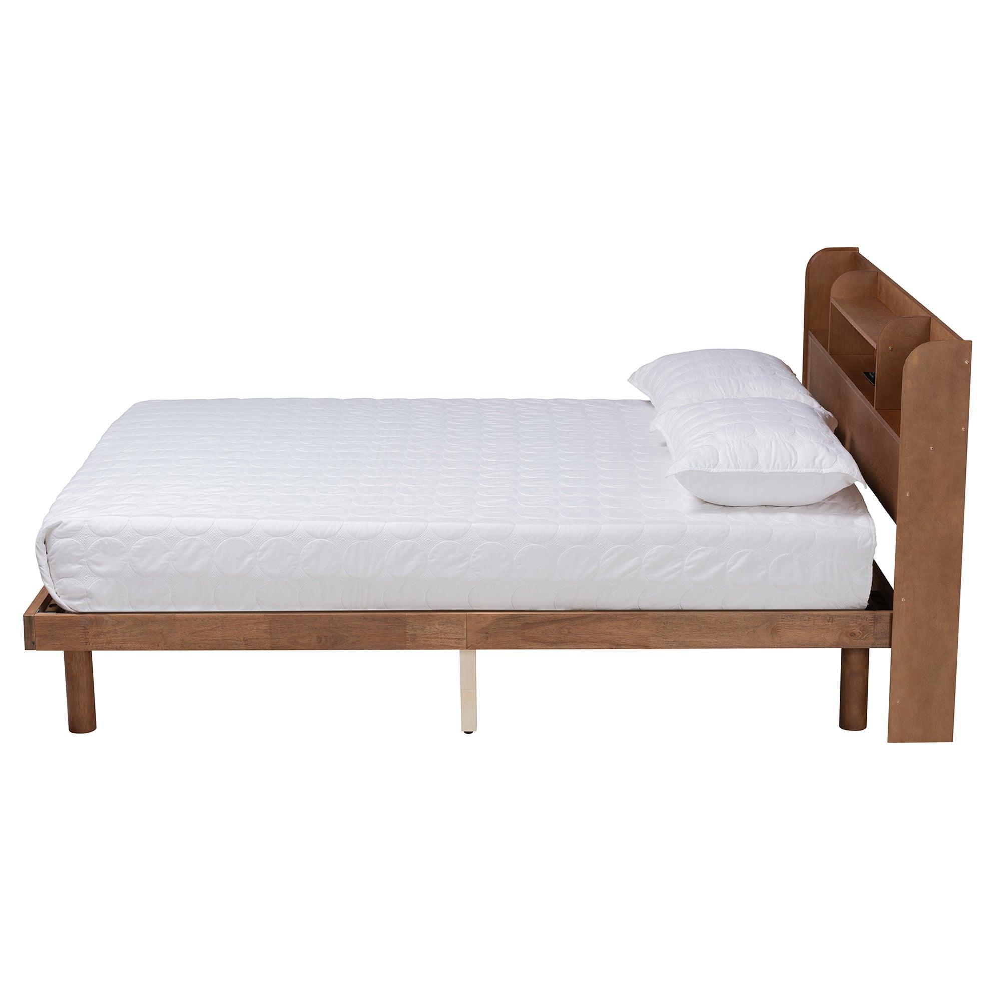 Harper Mid-Century Modern Transitional Finished Wood Platform Bed with Charging Station