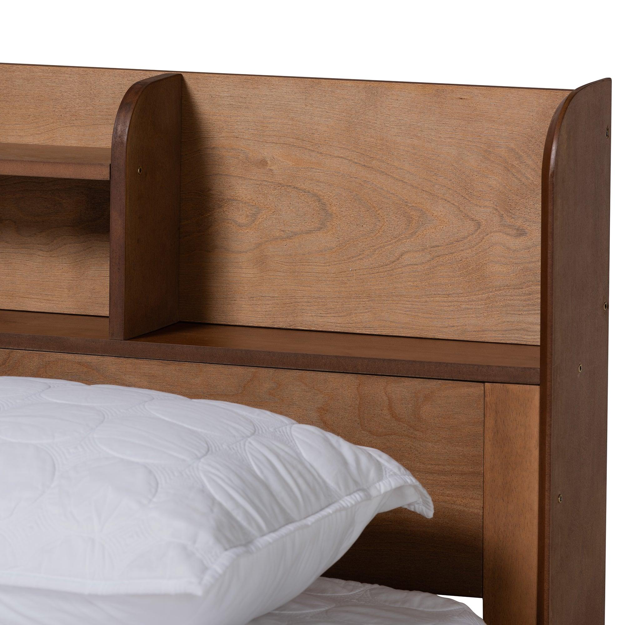 Harper Mid-Century Modern Transitional Finished Wood Platform Bed with Charging Station