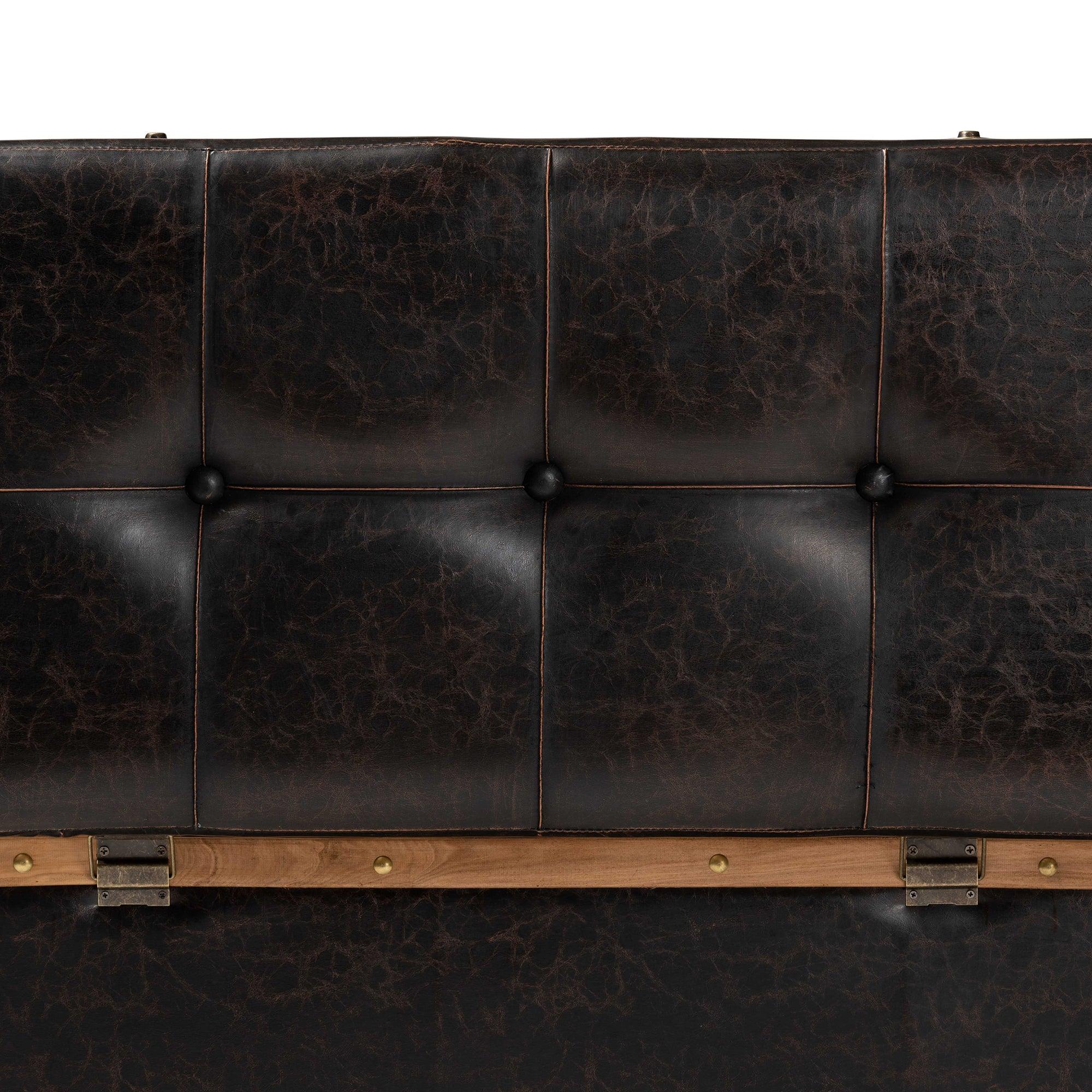 Gendry Modern Rustic Transitional Faux Leather Upholstered and Finished Wood Large Storage Ottoman