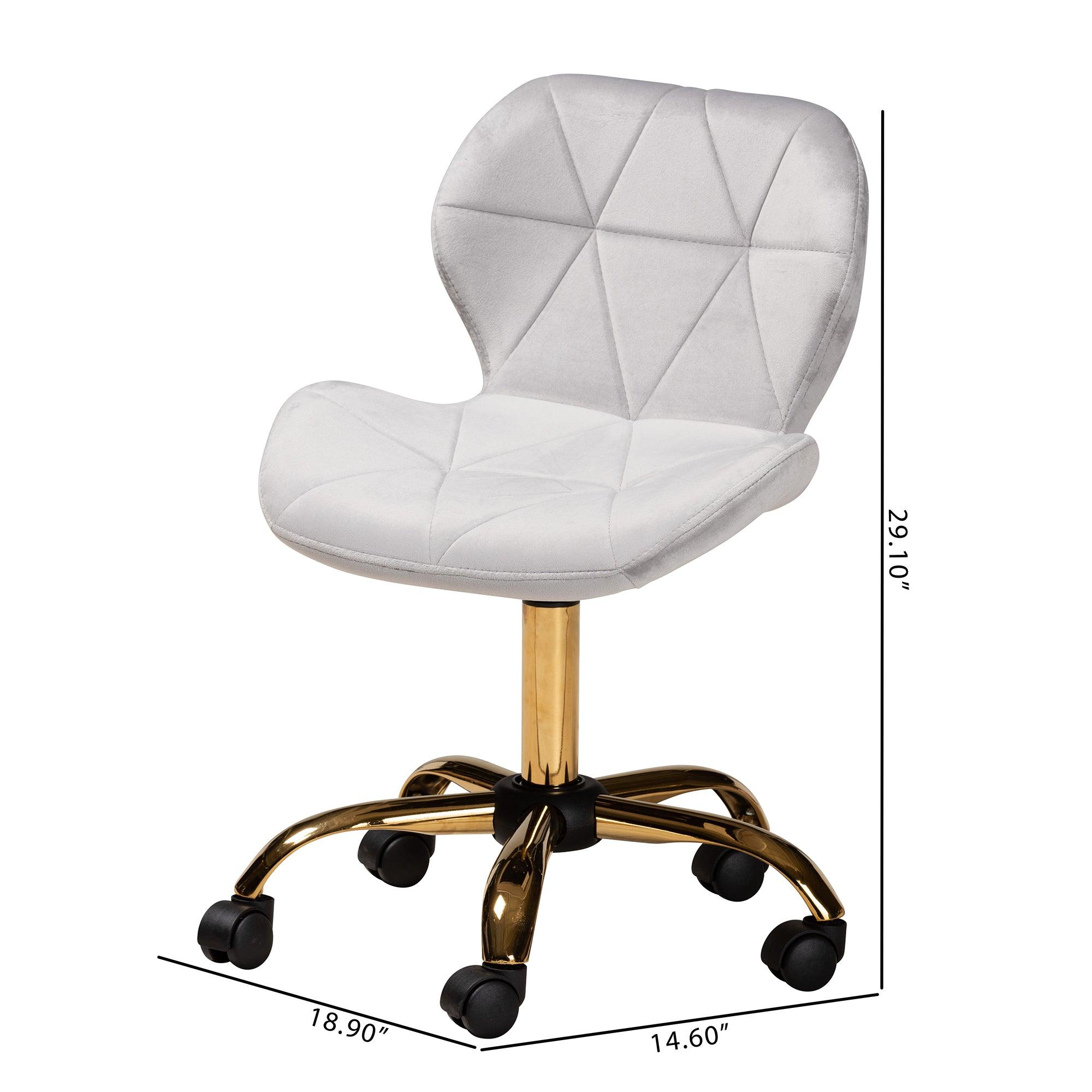 Savara Contemporary Glam and Luxe Velvet Fabric and Metal Swivel Office Chair