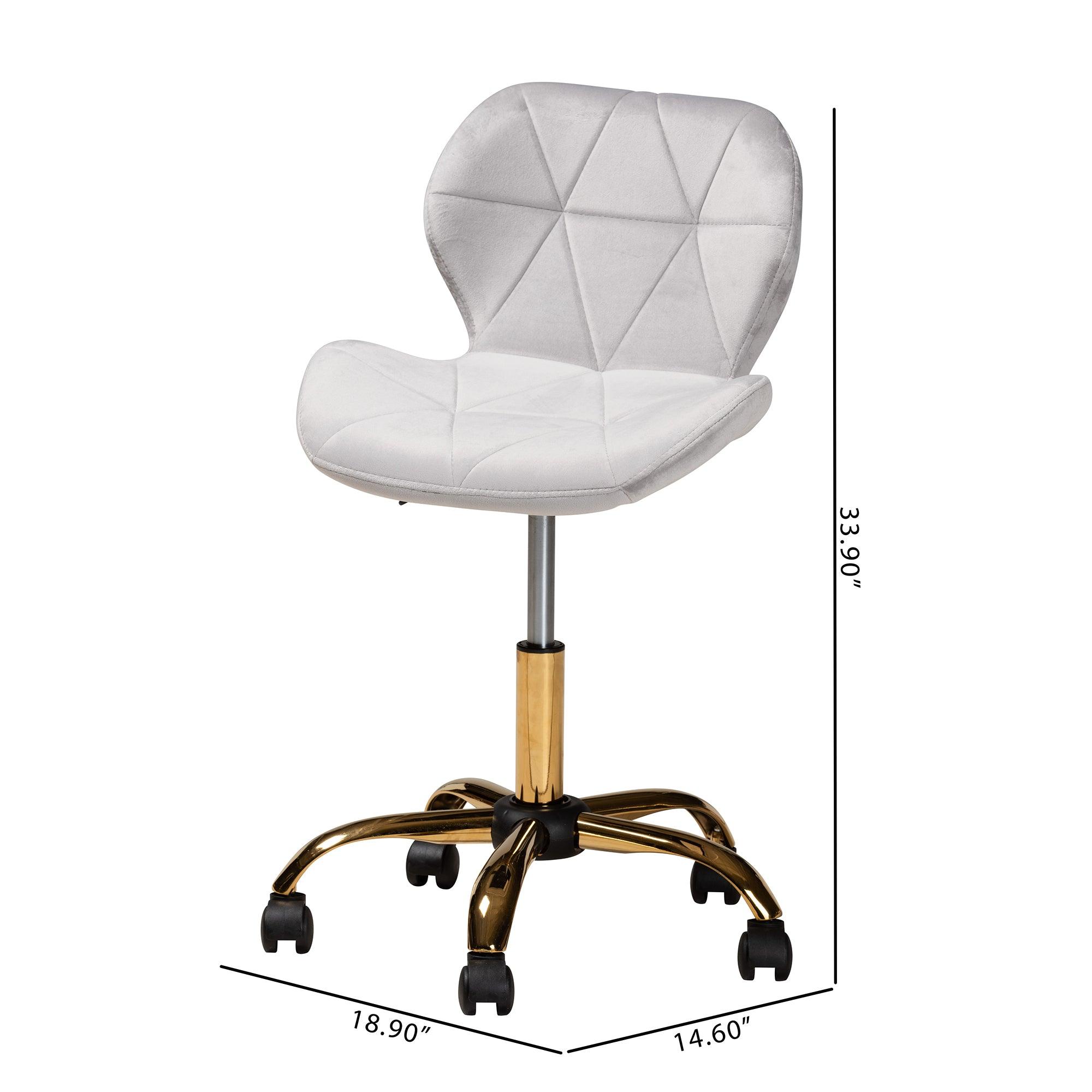 Savara Contemporary Glam and Luxe Velvet Fabric and Metal Swivel Office Chair