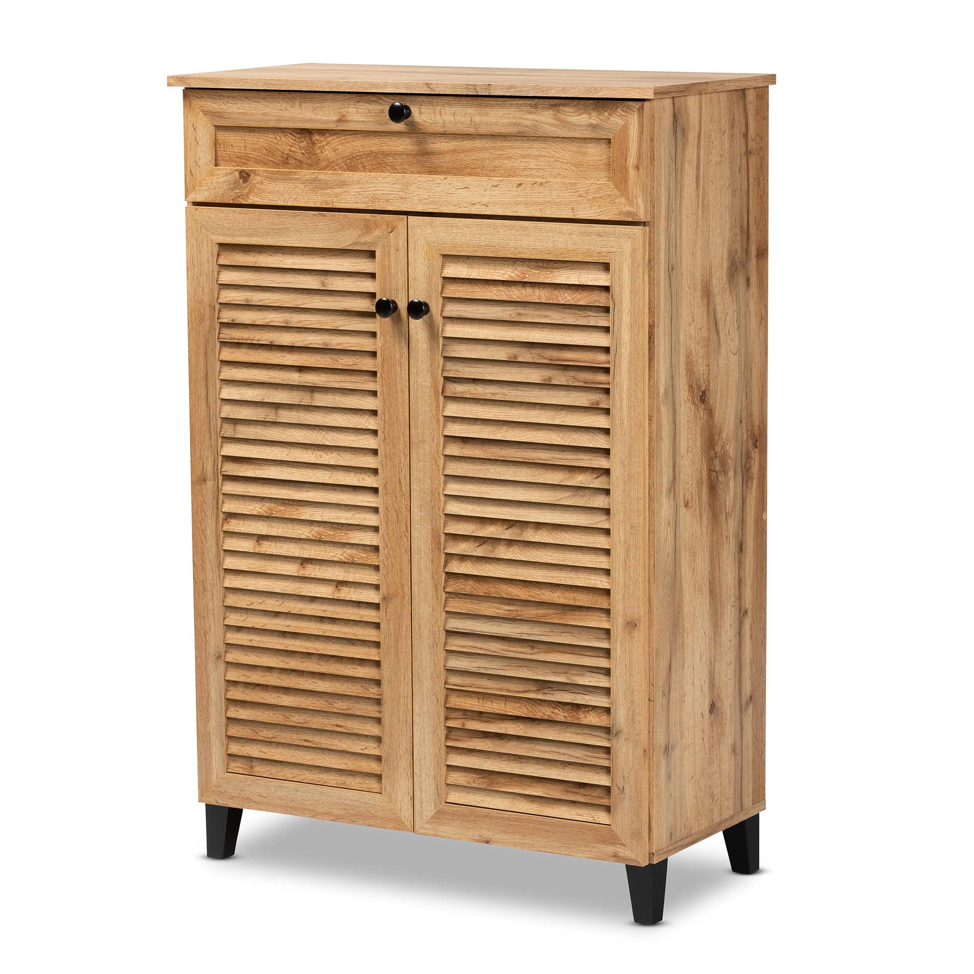 Coolidge Modern and Contemporary Finished Wood 5-Shelf Shoe Storage Cabinet