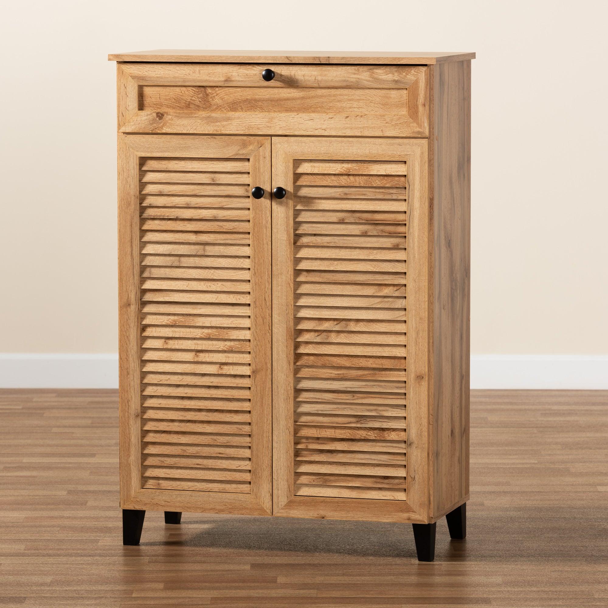 Coolidge Modern and Contemporary Finished Wood 5-Shelf Shoe Storage Cabinet