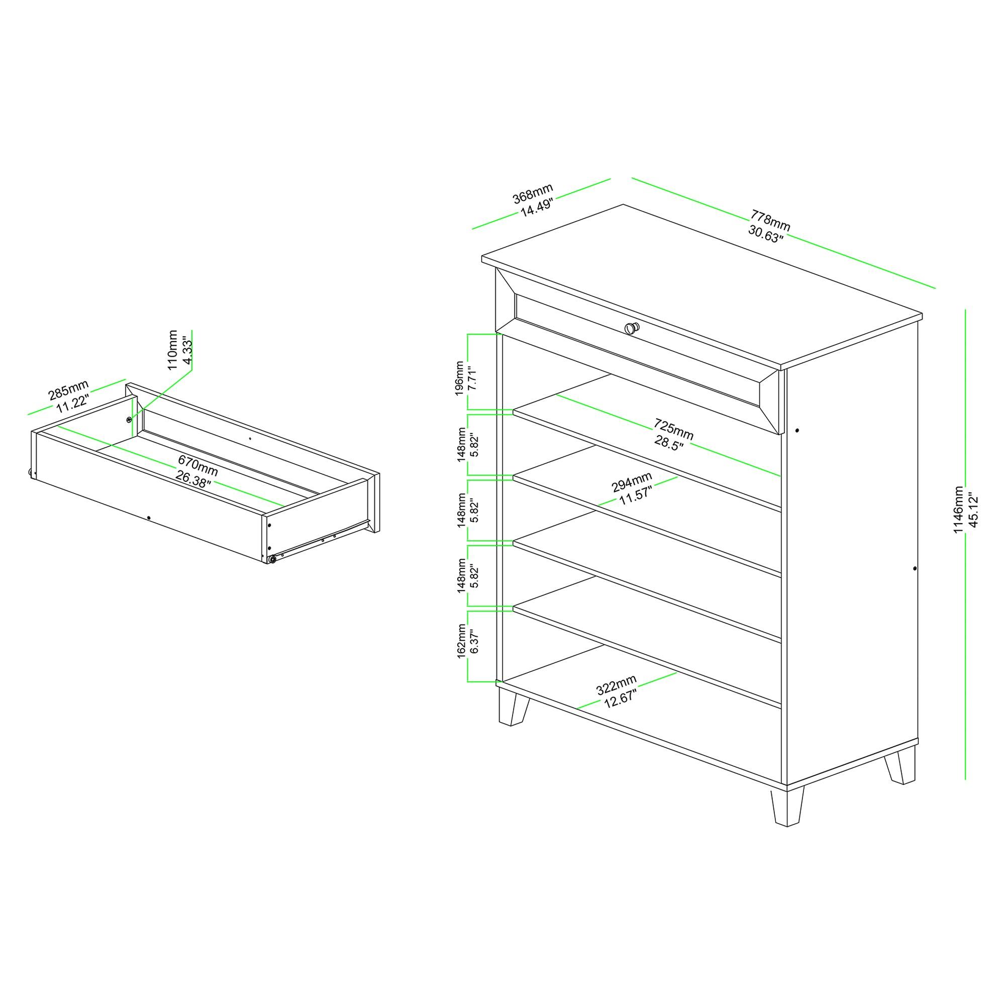 Coolidge Modern and Contemporary Finished Wood 5-Shelf Shoe Storage Cabinet