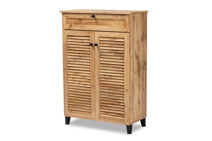 Coolidge Modern and Contemporary Finished Wood 5-Shelf Shoe Storage Cabinet