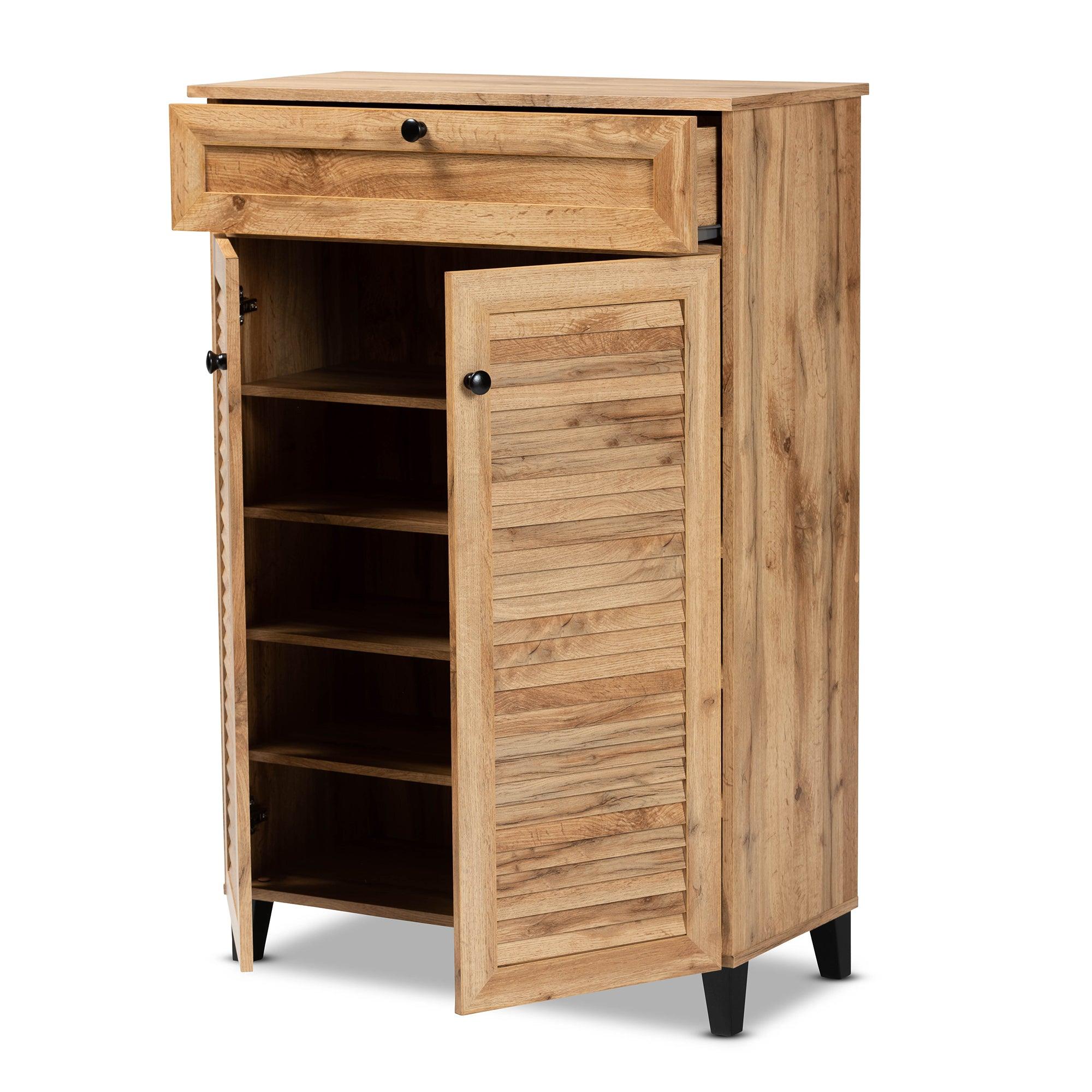 Coolidge Modern and Contemporary Finished Wood 5-Shelf Shoe Storage Cabinet