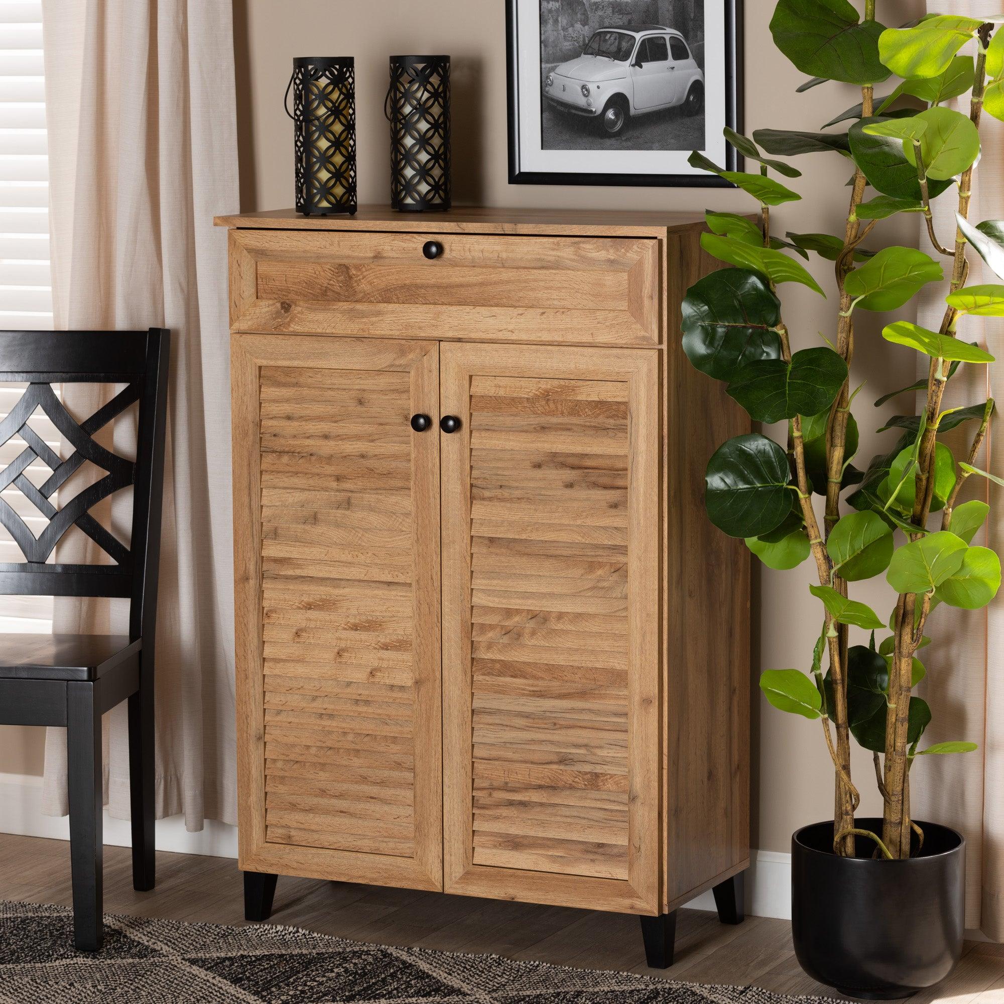 Coolidge Modern and Contemporary Finished Wood 5-Shelf Shoe Storage Cabinet