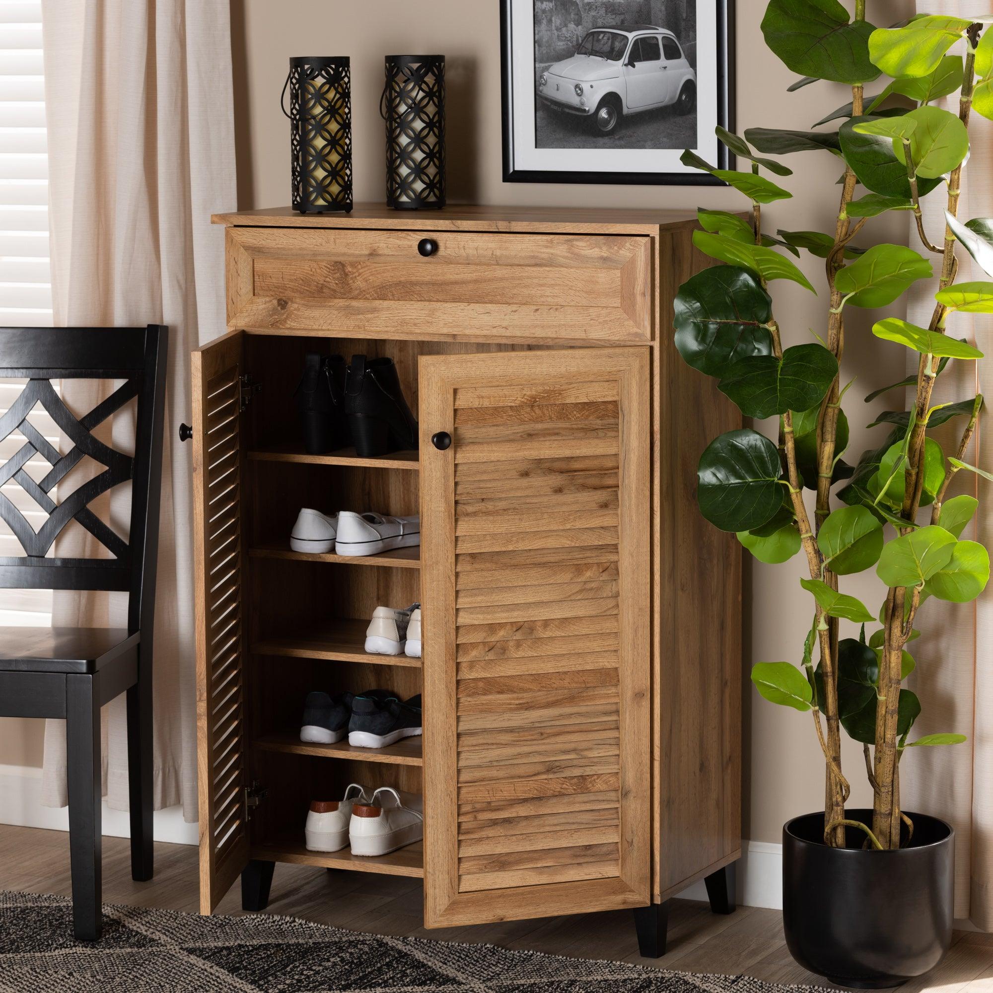 Coolidge Modern and Contemporary Finished Wood 5-Shelf Shoe Storage Cabinet