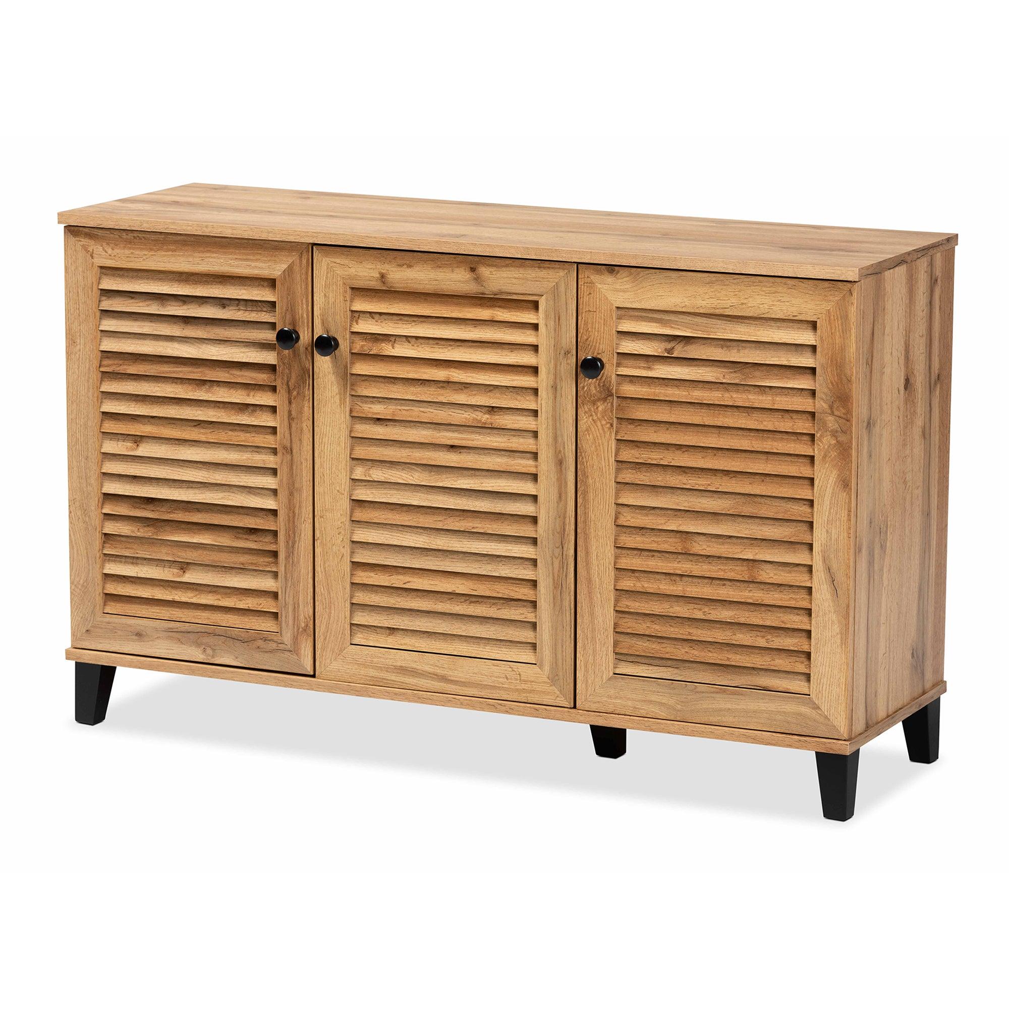 Coolidge Modern and Contemporary Finished Wood 3-Door Shoe Storage Cabinet