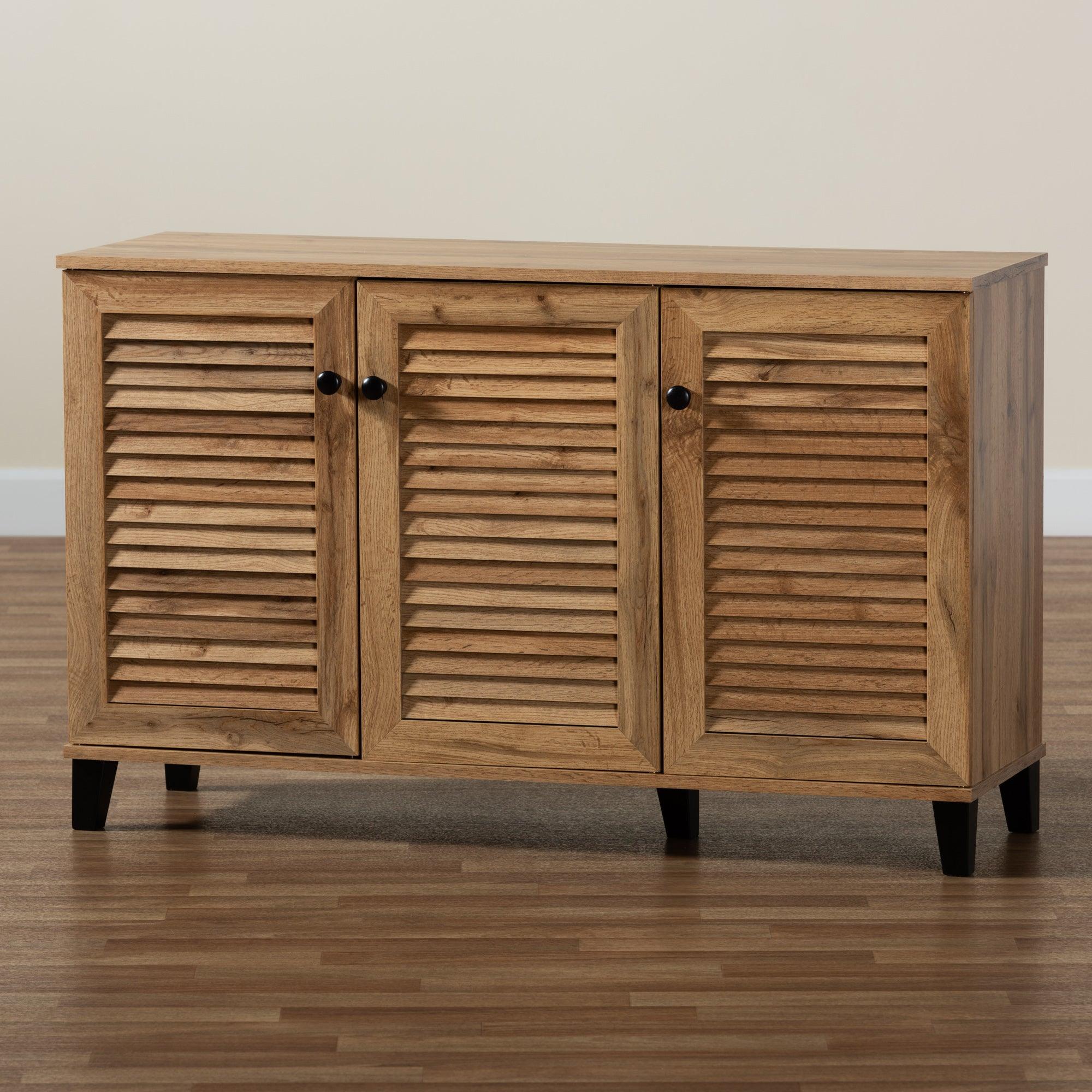 Coolidge Modern and Contemporary Finished Wood 3-Door Shoe Storage Cabinet