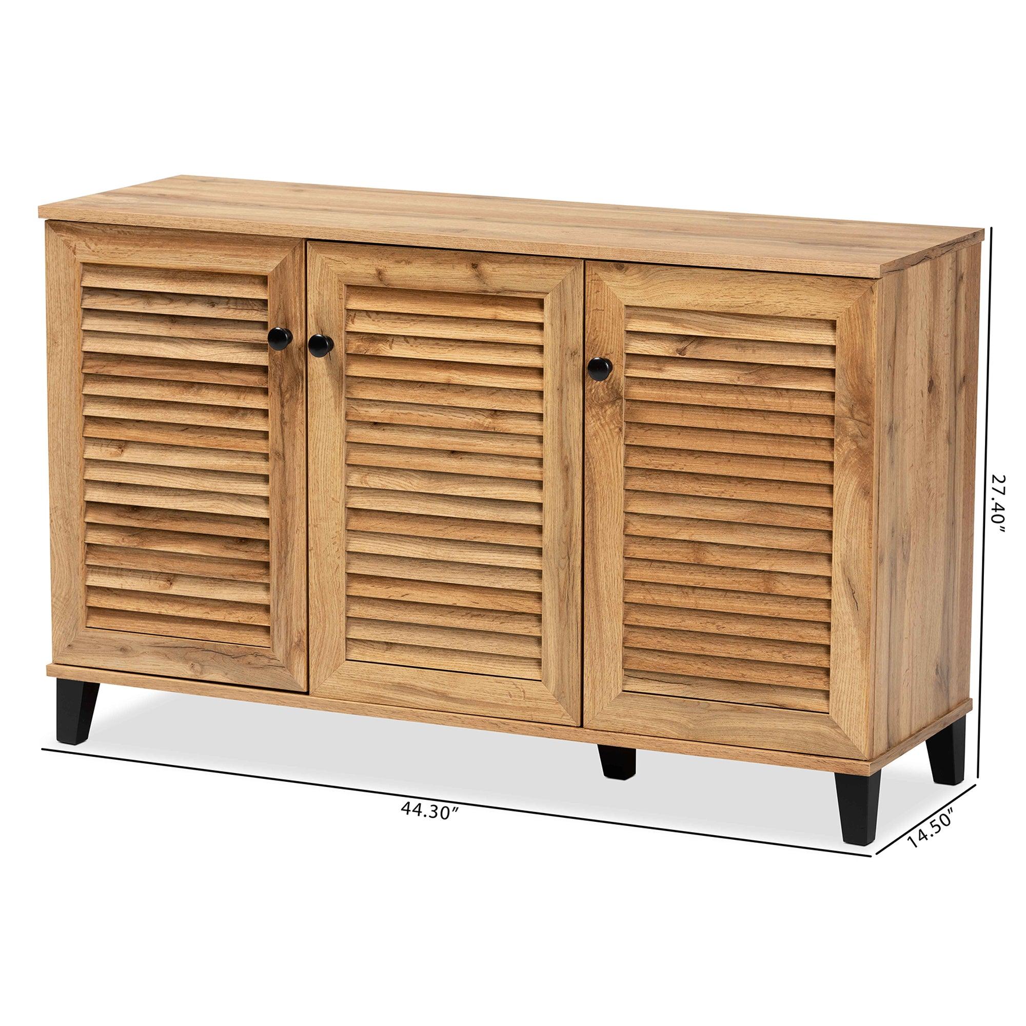 Coolidge Modern and Contemporary Finished Wood 3-Door Shoe Storage Cabinet