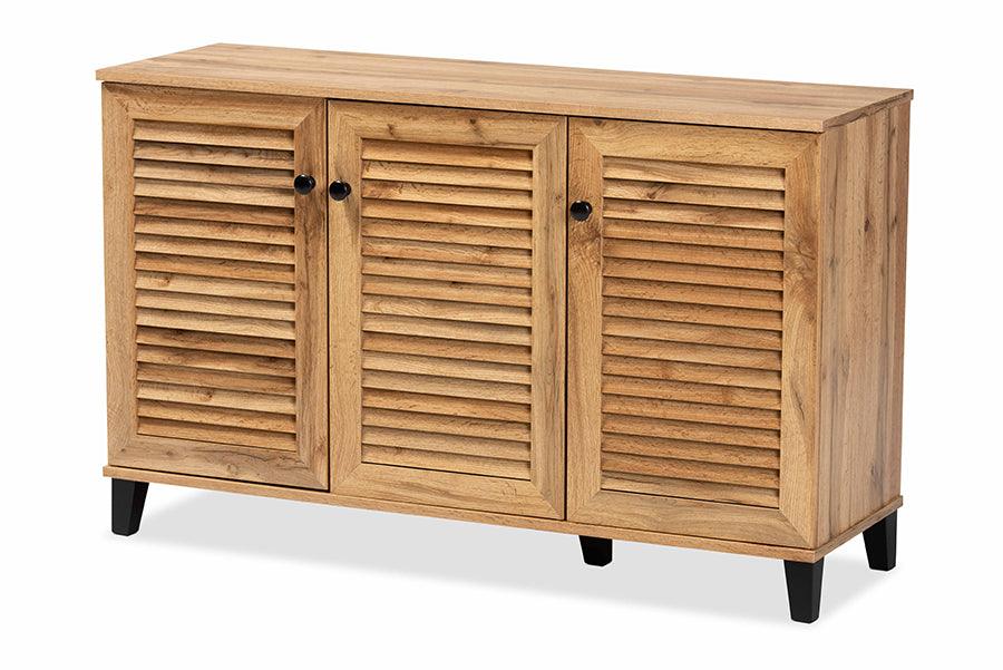 Coolidge Modern and Contemporary Finished Wood 3-Door Shoe Storage Cabinet