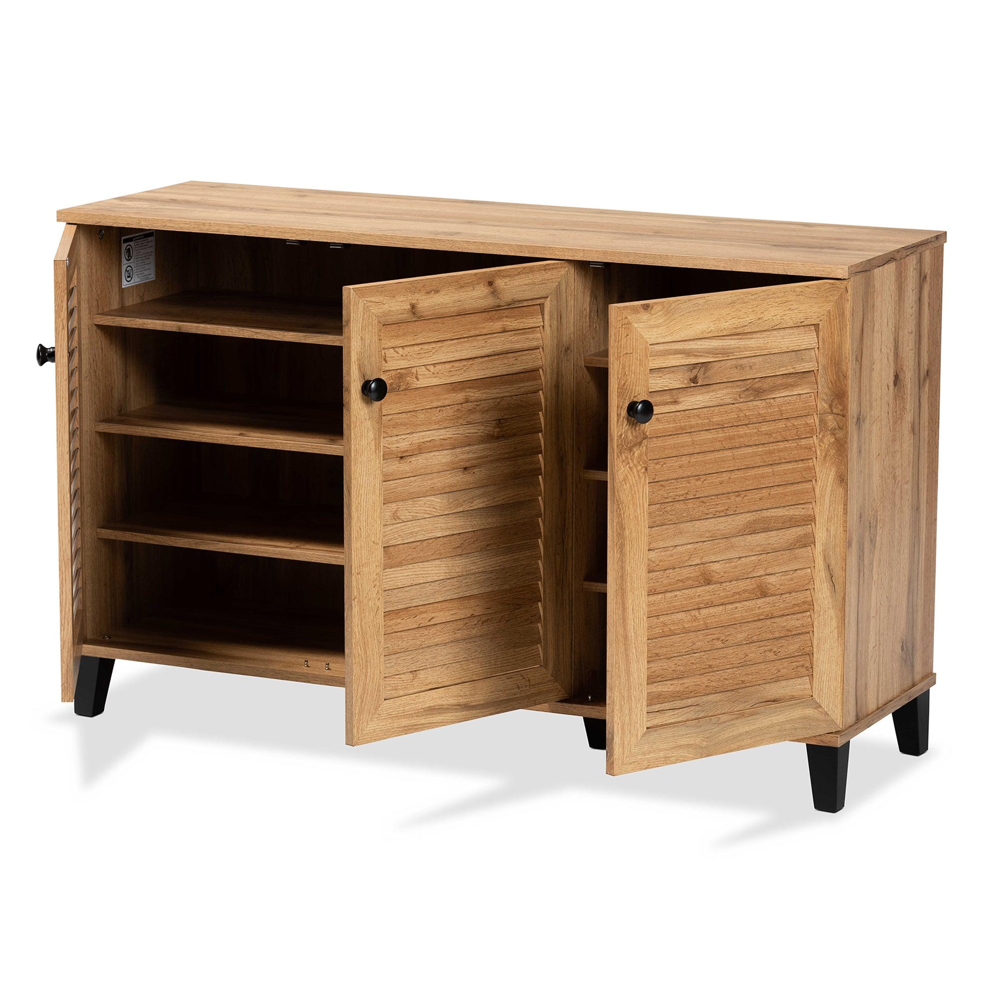 Coolidge Modern and Contemporary Finished Wood 3-Door Shoe Storage Cabinet