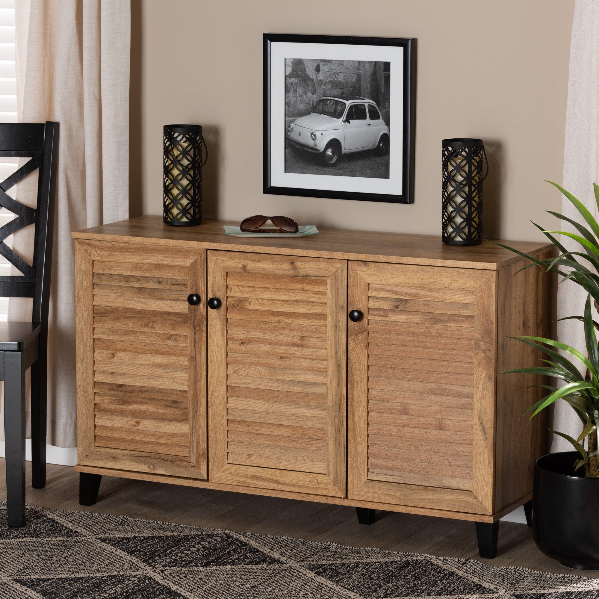 Coolidge Modern and Contemporary Finished Wood 3-Door Shoe Storage Cabinet