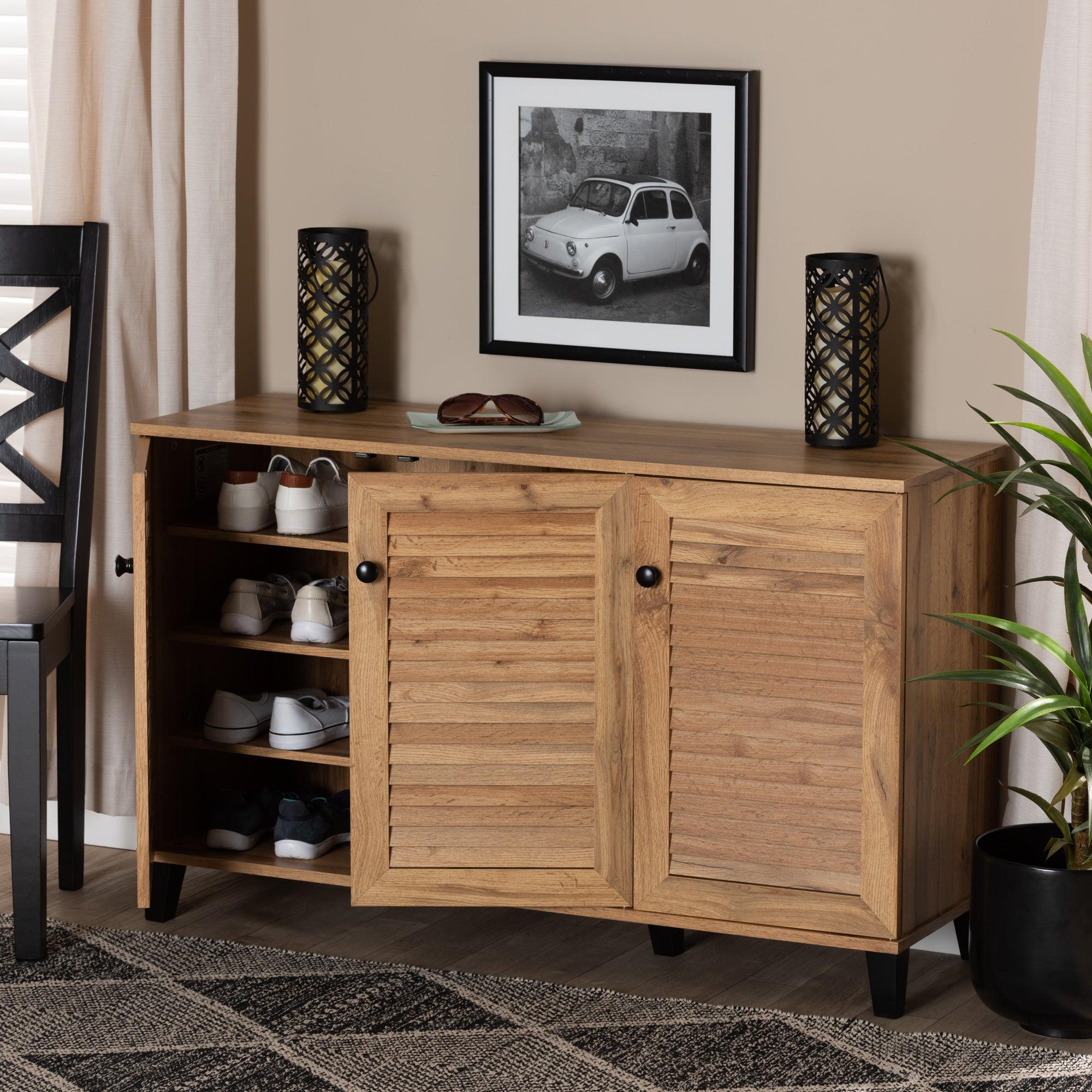 Coolidge Modern and Contemporary Finished Wood 3-Door Shoe Storage Cabinet