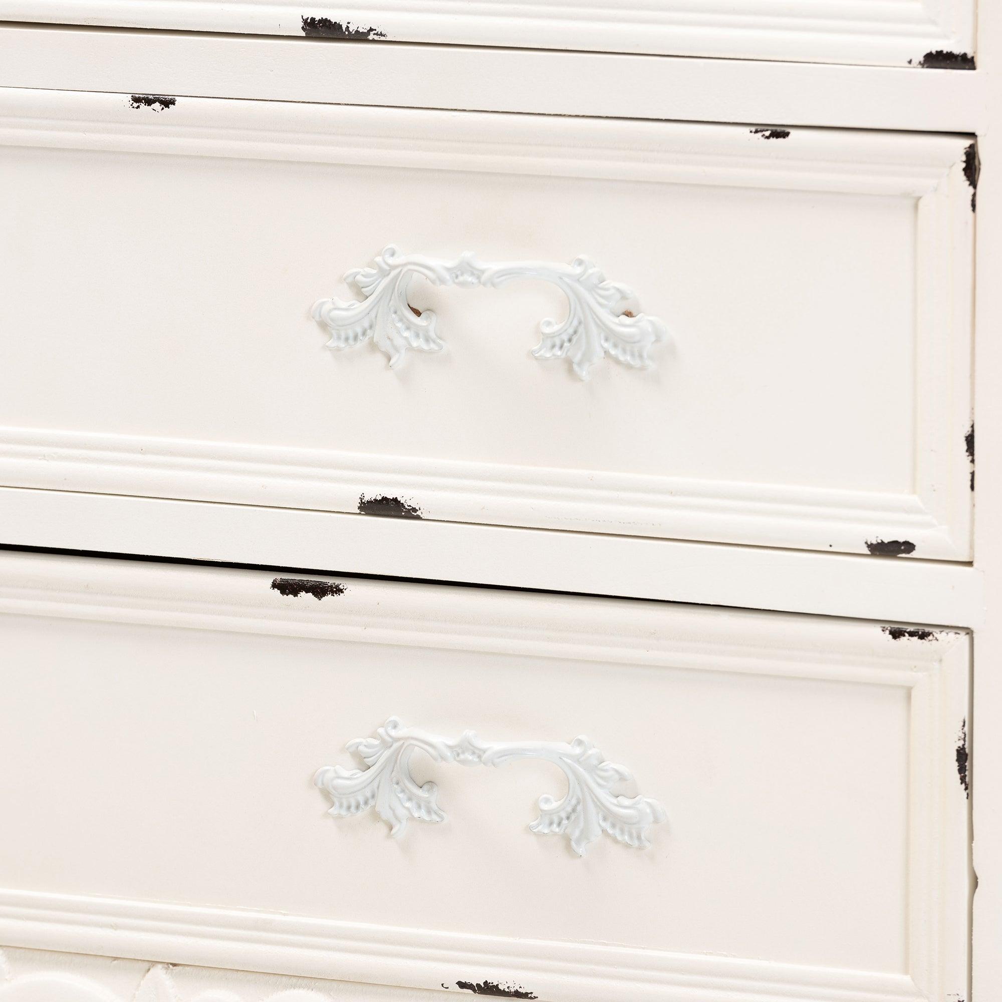 Levron Classic and Traditional Two-Tone and Antique Finished Wood 5-Drawer Storage Cabinet