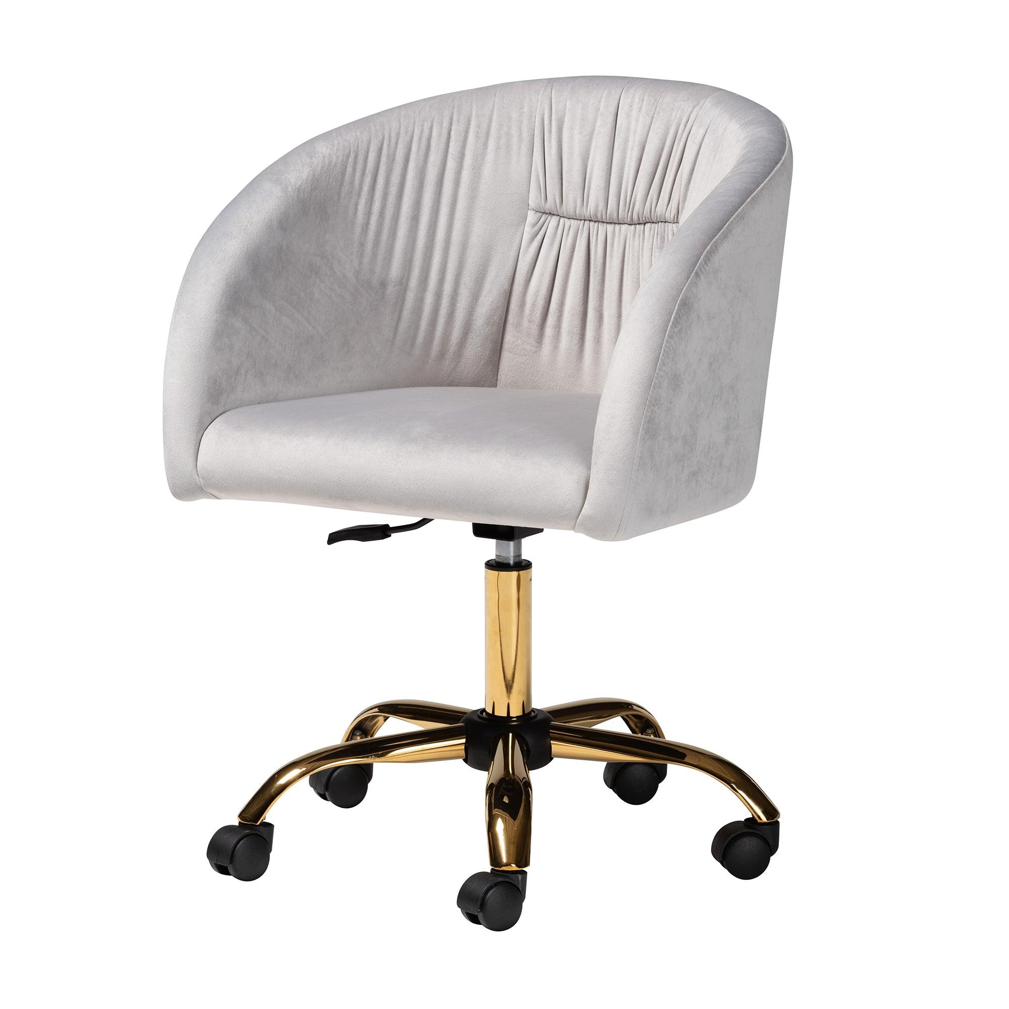 Ravenna Contemporary Glam and Luxe Velvet Fabric and Metal Swivel Office Chair