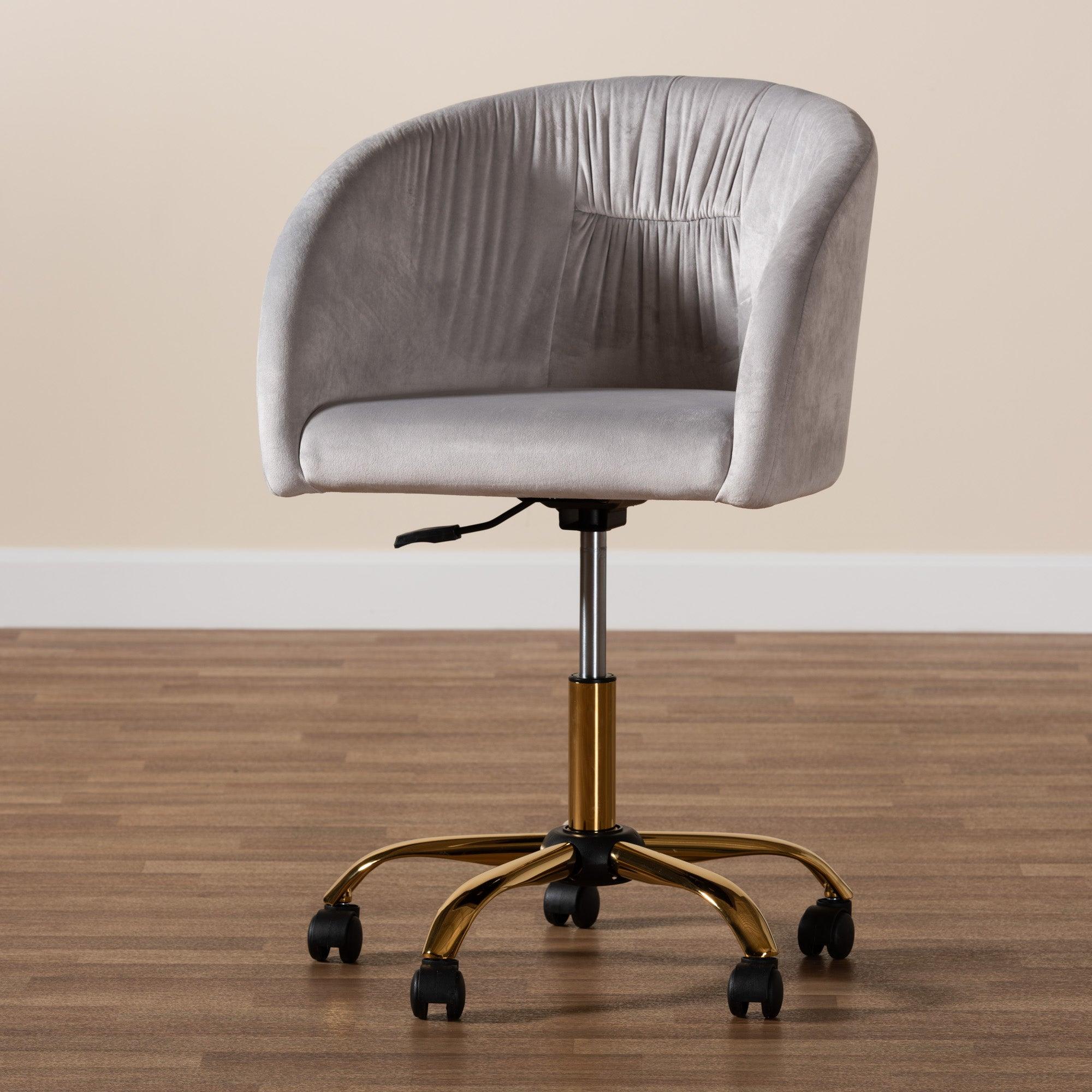 Ravenna Contemporary Glam and Luxe Velvet Fabric and Metal Swivel Office Chair