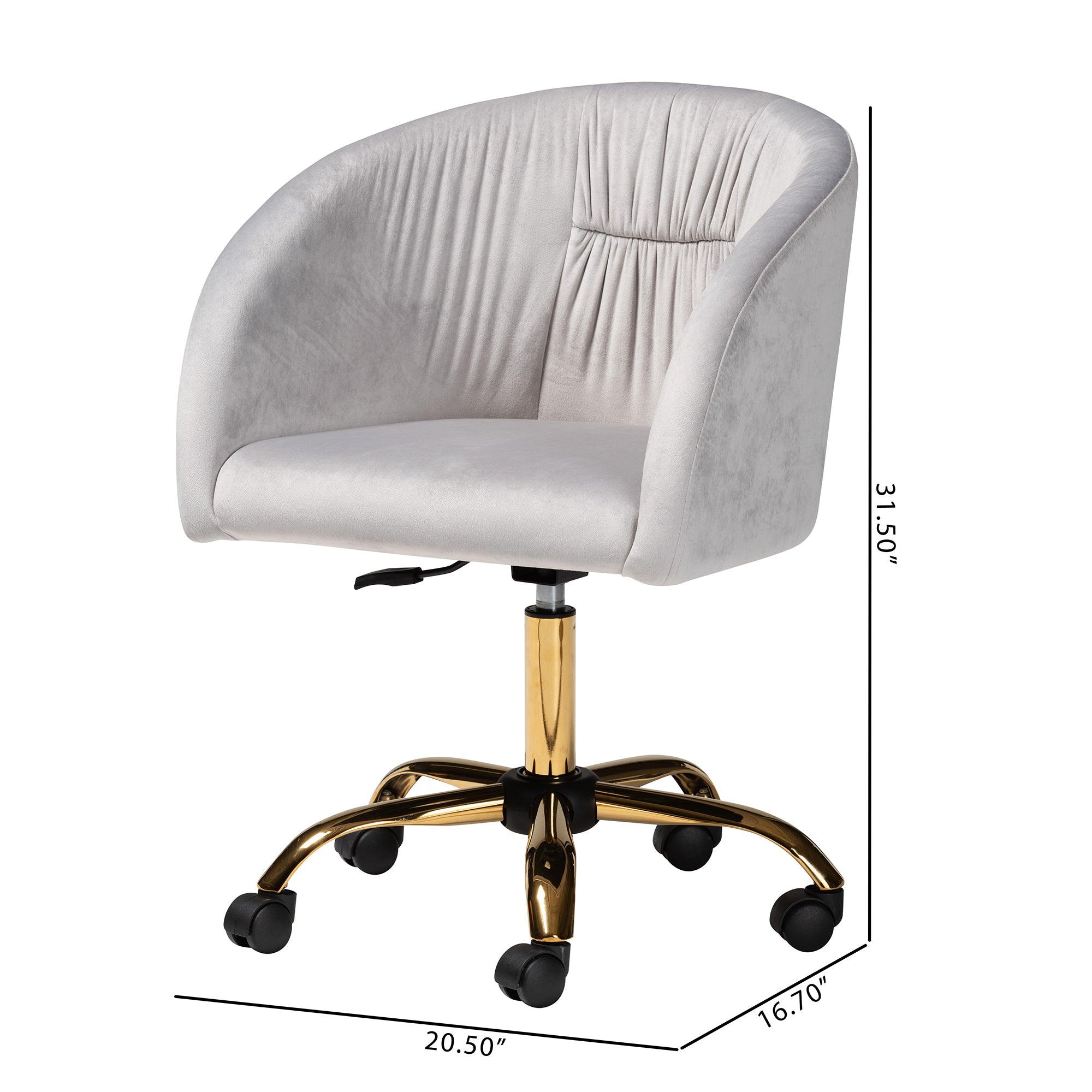 Ravenna Contemporary Glam and Luxe Velvet Fabric and Metal Swivel Office Chair