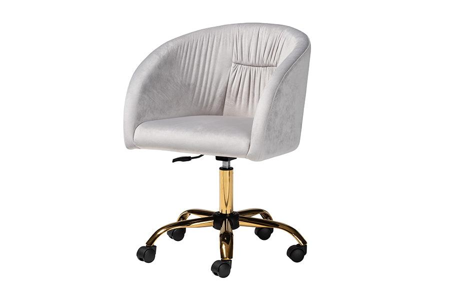 Ravenna Contemporary Glam and Luxe Velvet Fabric and Metal Swivel Office Chair