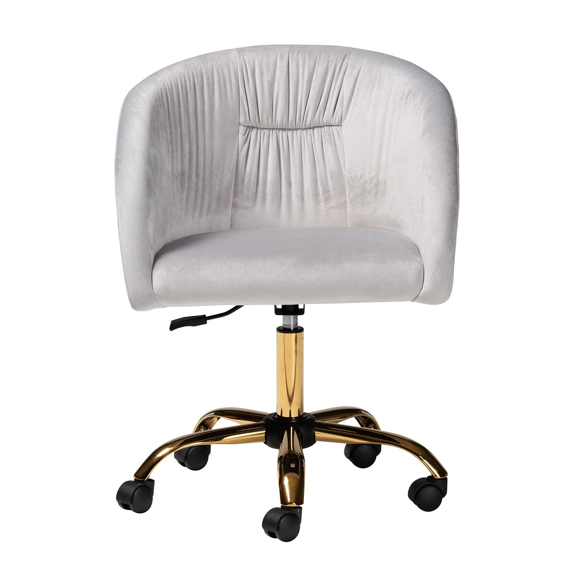 Ravenna Contemporary Glam and Luxe Velvet Fabric and Metal Swivel Office Chair