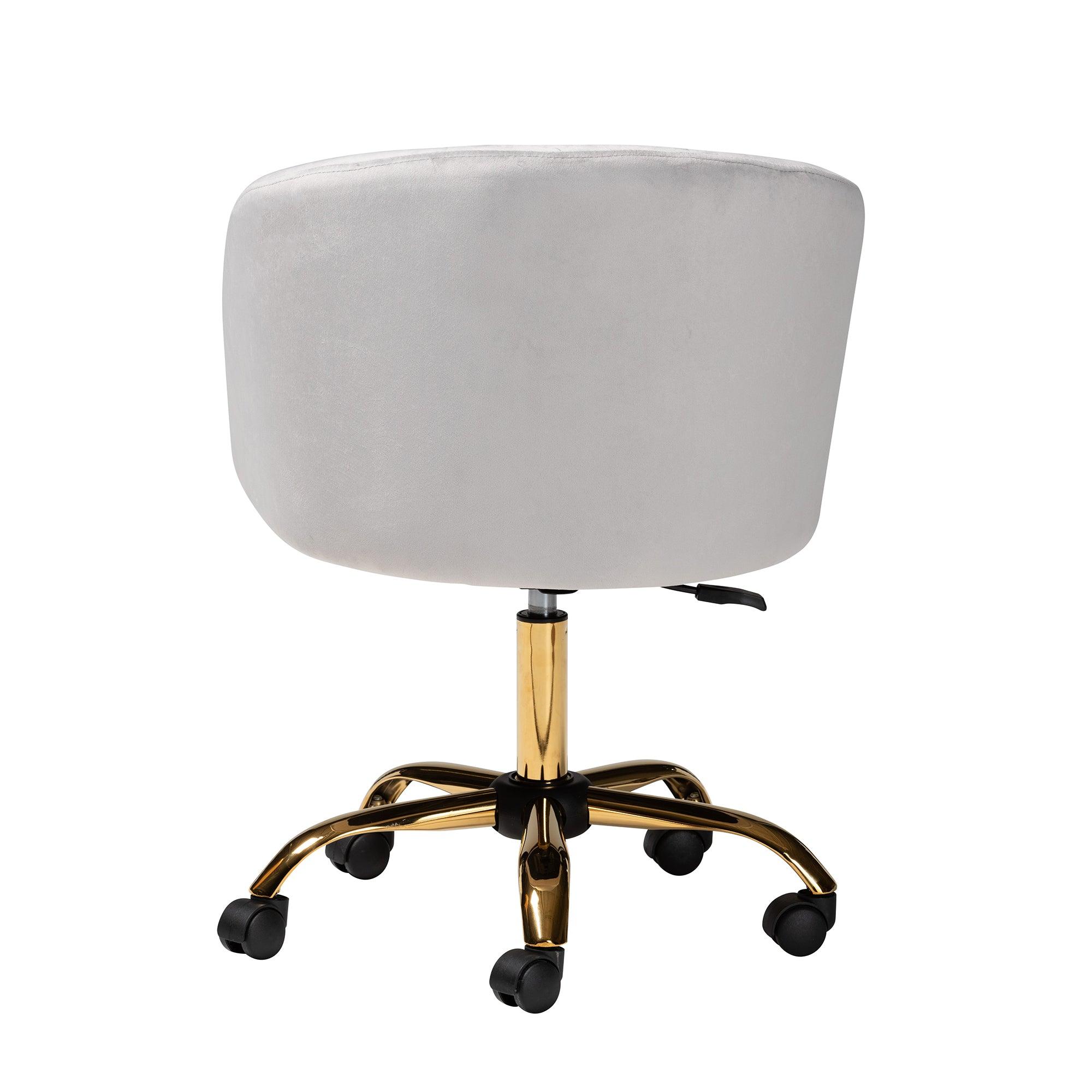 Ravenna Contemporary Glam and Luxe Velvet Fabric and Metal Swivel Office Chair