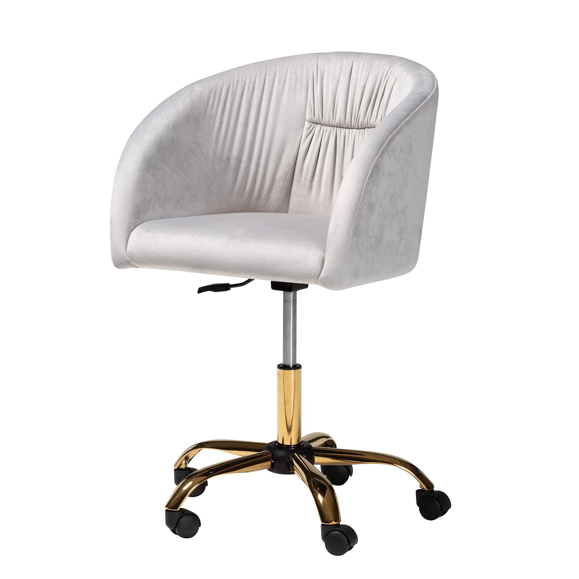 Ravenna Contemporary Glam and Luxe Velvet Fabric and Metal Swivel Office Chair