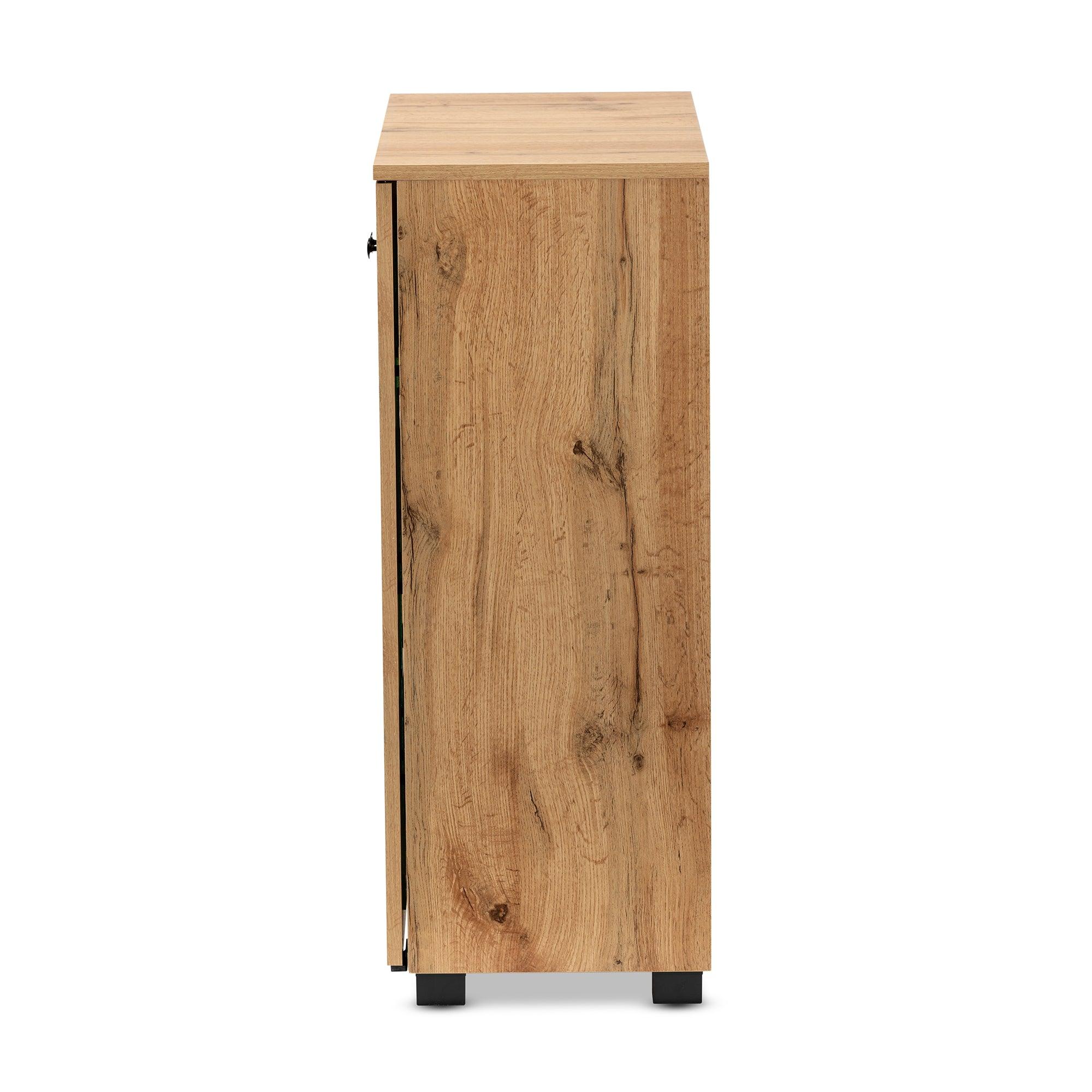 Mason Modern and Contemporary Finished Wood 2-Door Storage Cabinet with Glass Doors