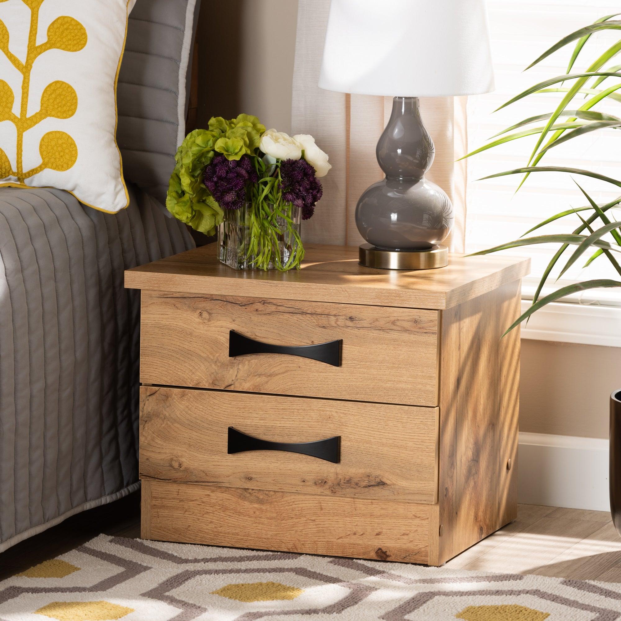 Colburn Modern and Contemporary Finished Wood 2-Drawer Nightstand